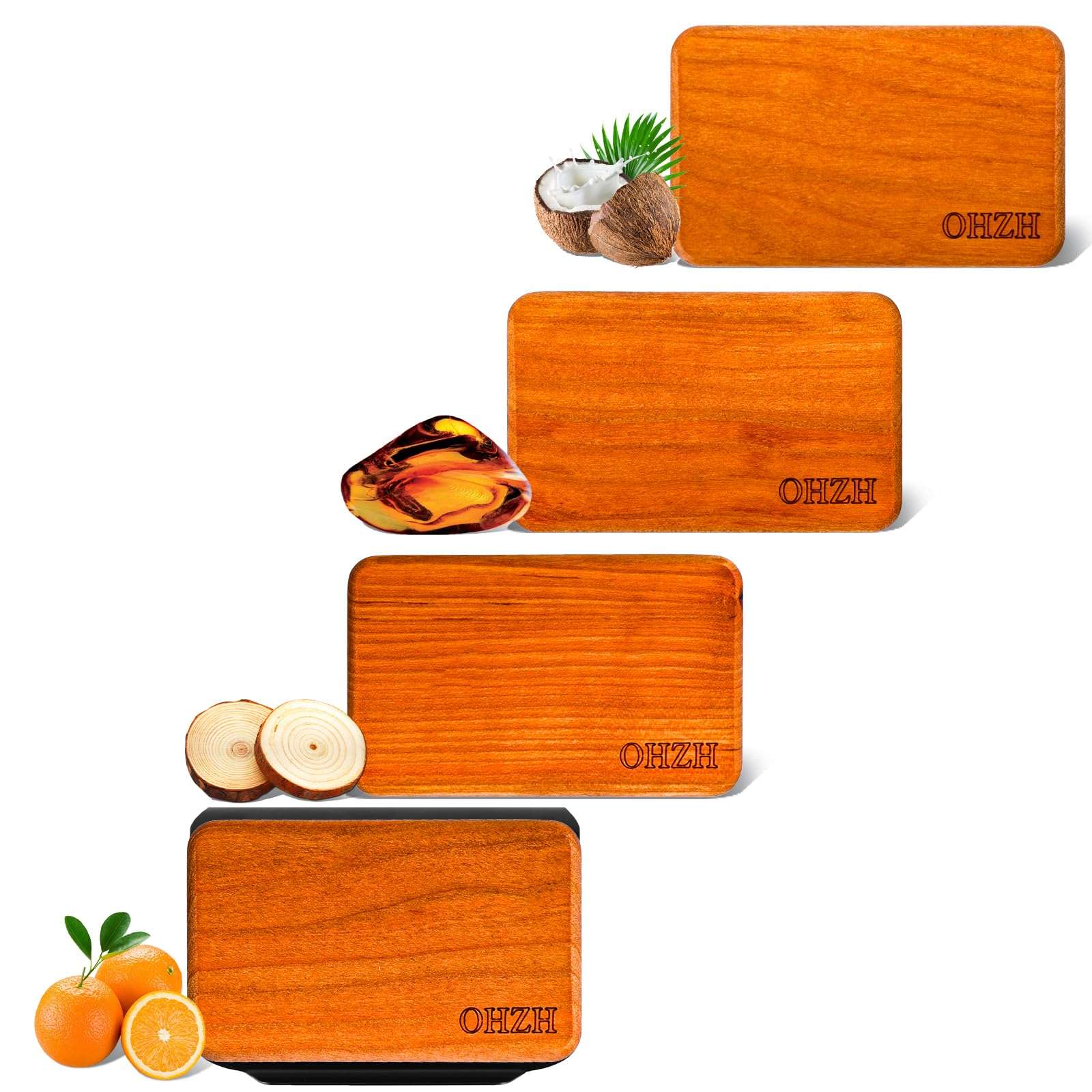 Car Air Freshener-The Original Wood Air Freshener-Car Odor Eliminator for Visor Clip-Long Lasting Scent,Vehicle Scent Diffuser for Truck & SUV-Pack of 4 (Teak-Amber-Cabana-Grove) INCLUDED 2 CLIPS 1