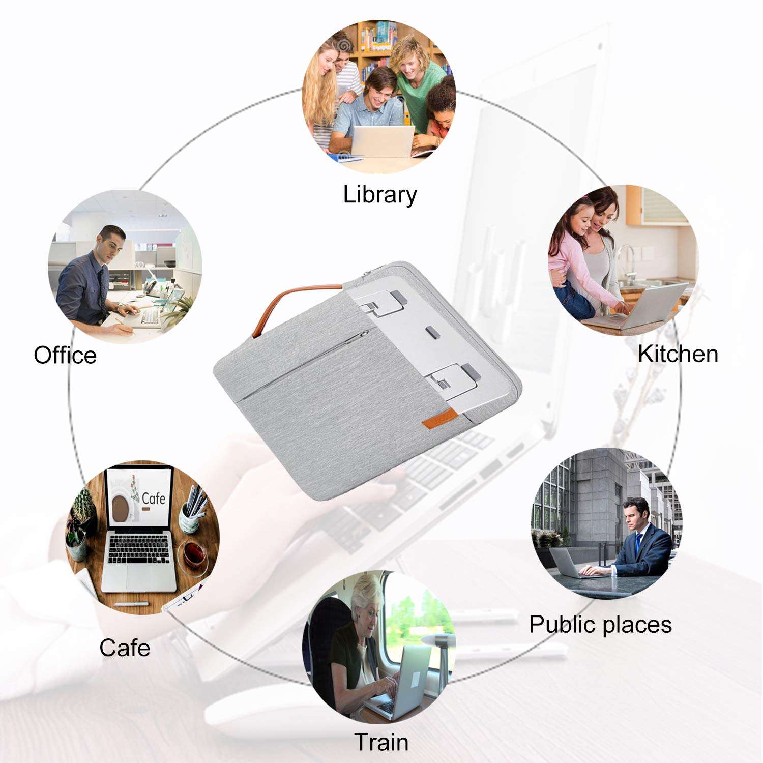 Laptop Stand Compatible with Apple MacBook Air/Pro Portable Laptop Riser Adjustable Foldable Notebook Stands Holder for Desk for Samsung, Lenovo and More Laptops up to 7"- 15" Silver, 2019 6