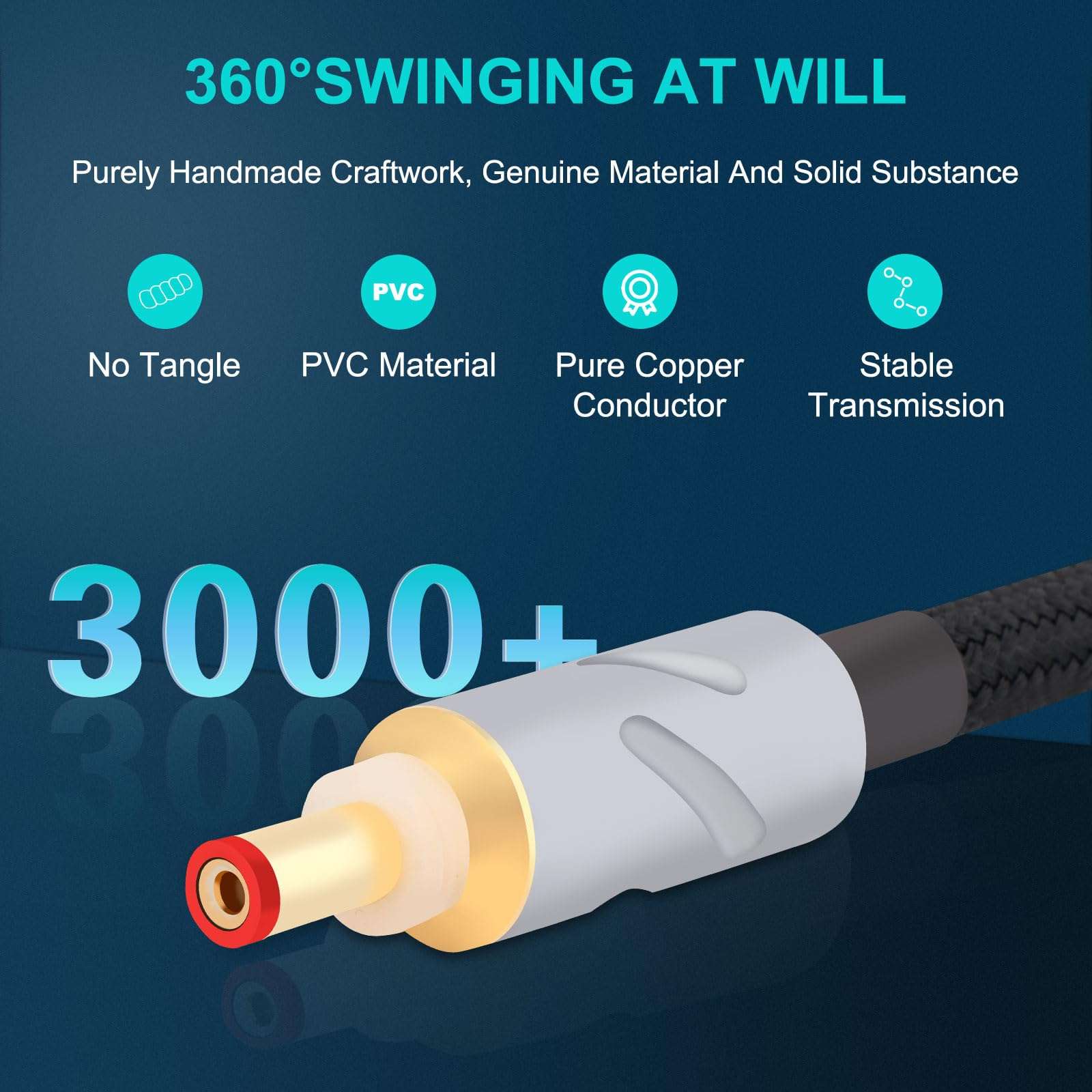 Monosaudio HiFi Audio DC Cable High Purity OFC 4N 99.998% Pure Silver DC Extension Cord 5.5mmx2.5mm 12V 0.5A Audiophile Power Cord for Audio,Speakers,S ubwoofers, Home Theater,Amp（1M/3.3Ft） 4