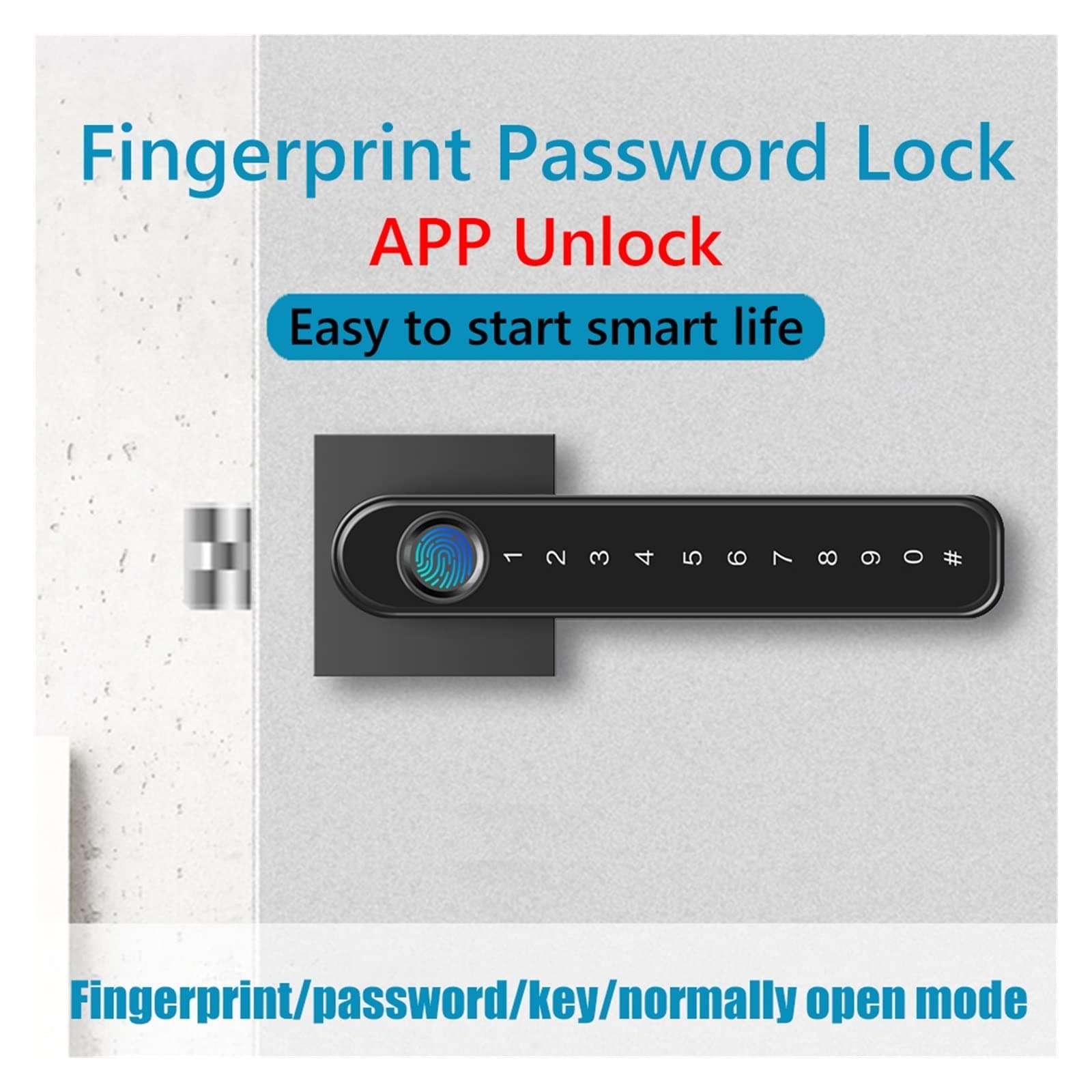 Smart App Control Biometric Fingerprint Password Household Lever Handle Lock Electronic Door Locks for Home Door Lock (Color : Standard Silver) (Standard Silver) 4