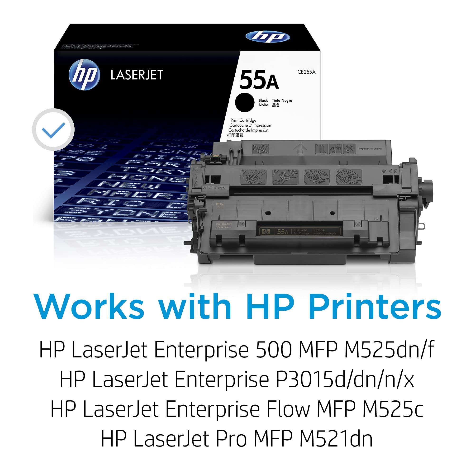 HP 55A Black Toner Cartridge for HP Printers | Works with Printer Series: LaserJet Enterprise 500 MFP M525, P3015, LaserJet Pro MFP M521 | CE255A 2