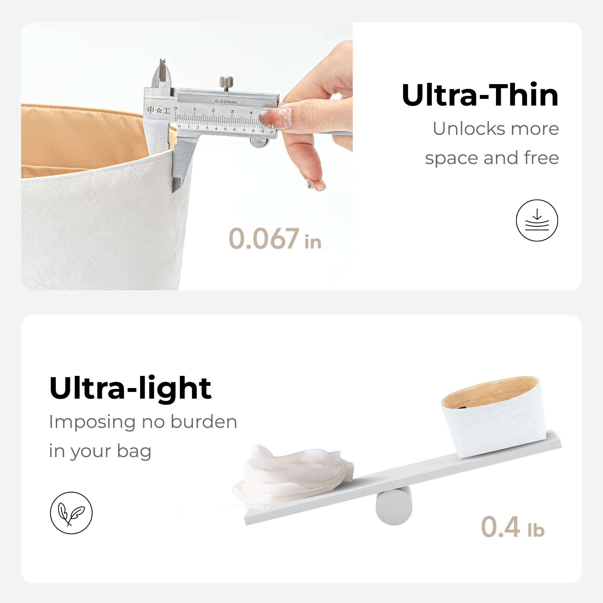 FANJI Project Tote Bag Organizer Insert for TORY BURCH Monogram tote S handbag, Custom Fit Inside Premium Craie Lightweight WaterResistant Purse Insert with Cup Holder Accessories 6