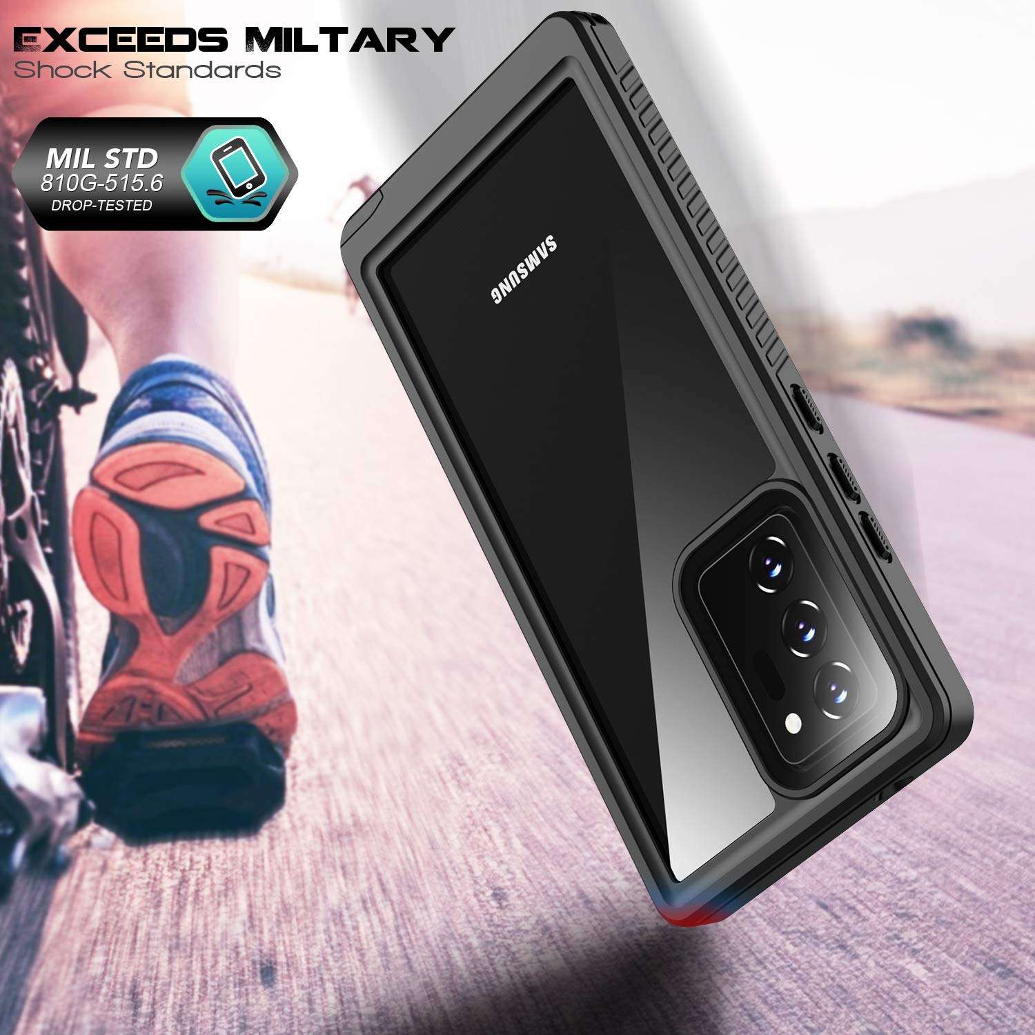 VAPESOON for Galaxy Note 20 Ultra Waterproof Case, Built-in Screen Protector Full-Body Protection Heavy Duty Shock-Proof dust-Proof Cover Case for Samsung Galaxy Note 20 Ultra 6.9 inch (Teal/Clear) 5