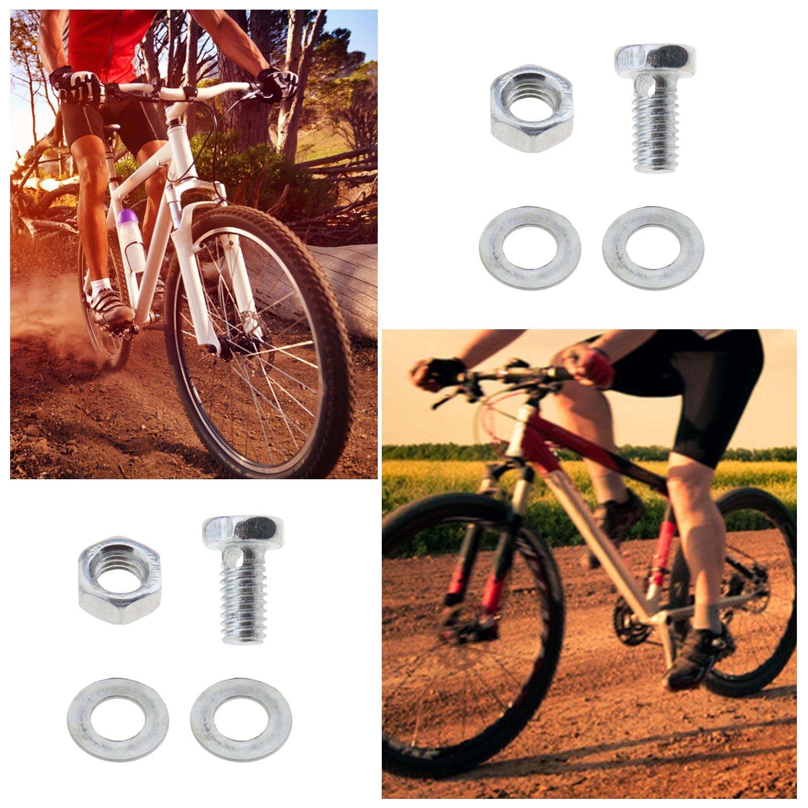SING F LTD 20Pcs Bicycle Cable Anchor Bolts 6mm with Nuts and Washers for BMX Cross Bike Electric Bike Foldable Hybrid Kids Mountain Racing Trekking Bike Cycling Accessories Hex Head Screw 4