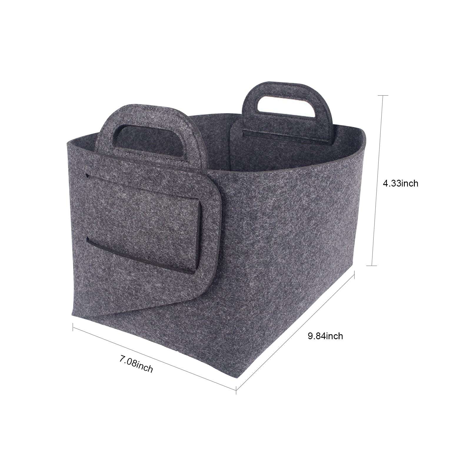 Ankeer Felt Storage Basket Desktop Foldable Felt Basket Storage Box Open Storage Bin Laundry Hamper with Handles Snack Cosmetic Organizing Box for Cabinet Office 3