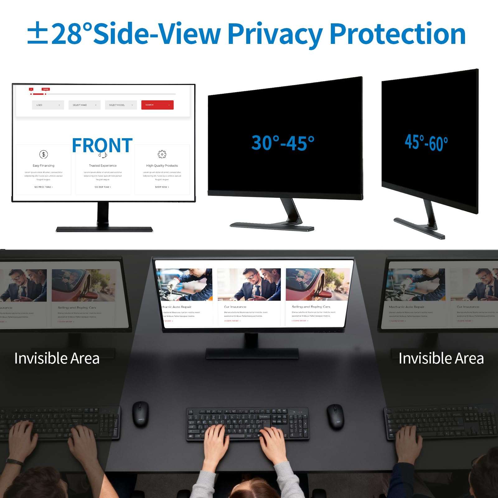 Magnetic Privacy Screen for 27 Inch Monitor, 16:9 Aspect Ratio Computer Polycarbonate Anti Spy Filter, Aluminum Alloy Frame Anti-Glare Blue Light Shield, Removable Anti-Peeping Screen Protector for Desktop PC & Monitor 6