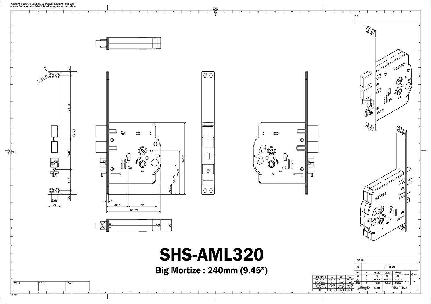 SAMSUNG SHP-DH537 SHP-DH537BC/VK Mortise Handle RFID Card Tag/Passcode Smart Digital Door Lock (SHS-AML320) 4