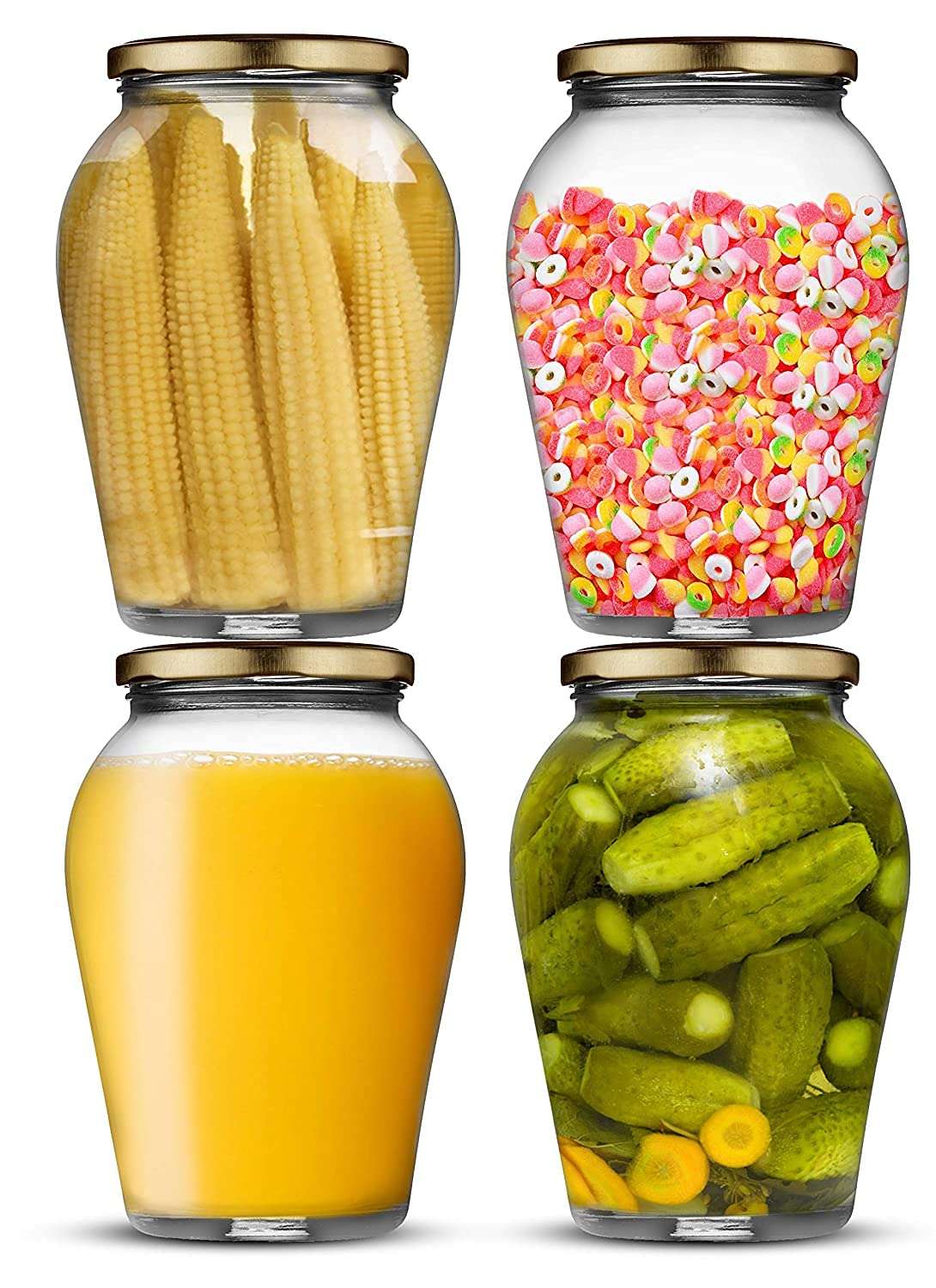 WELNOX Big Pot Glass Jar |Plastic Storage Boxes |Food Storage Container Set |Candy box |Glass Jars | Dry Fruit Box |Plastic Container|Kitchen Storage Set | Spice Jars |1000ml- 4pc 6