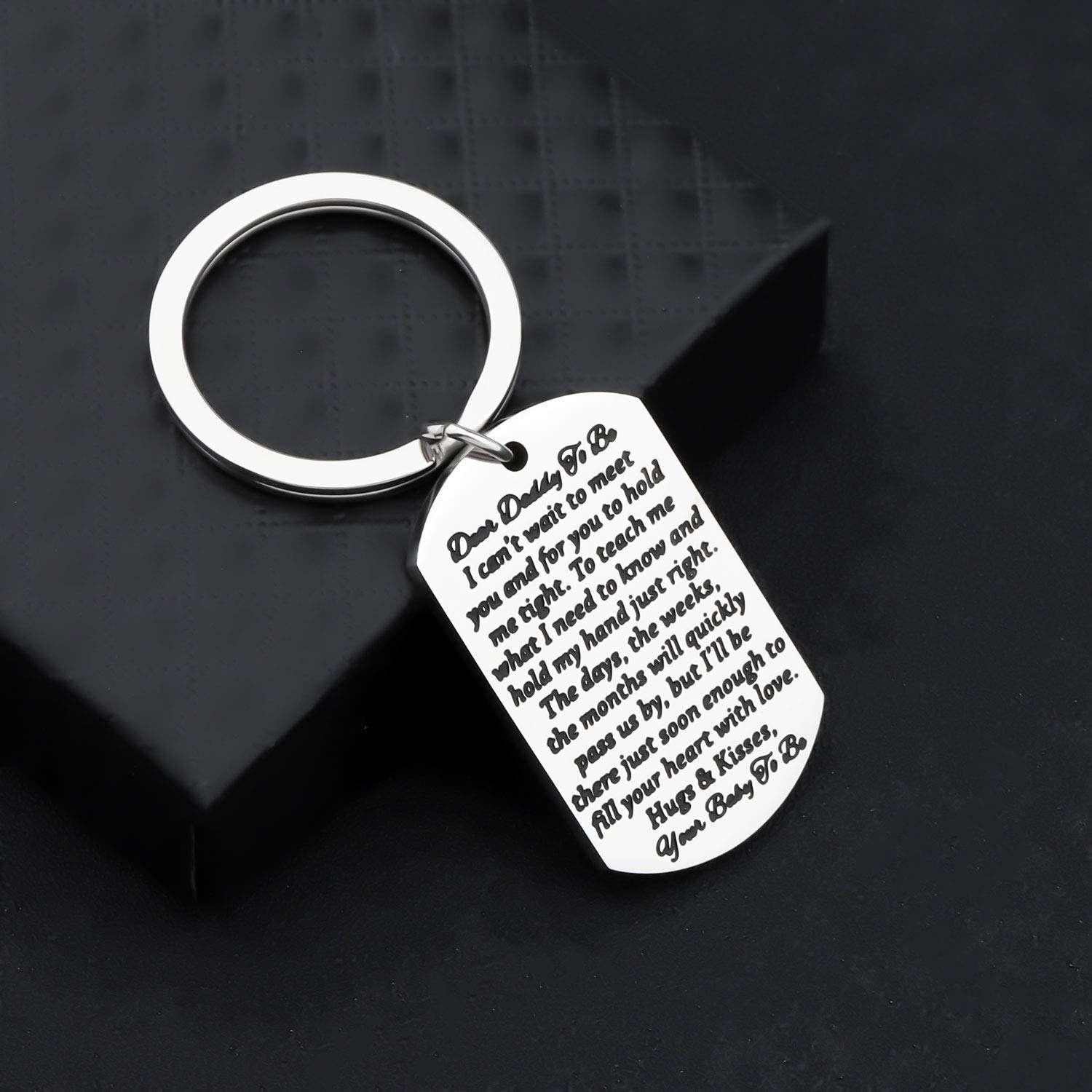 BAUNA Daddy to Be Keychain New Dad Gift Baby Birth Pregnancy Announcement Gift for New Dad Father to Be Jewelry (Daddy to Be Keychain) 4