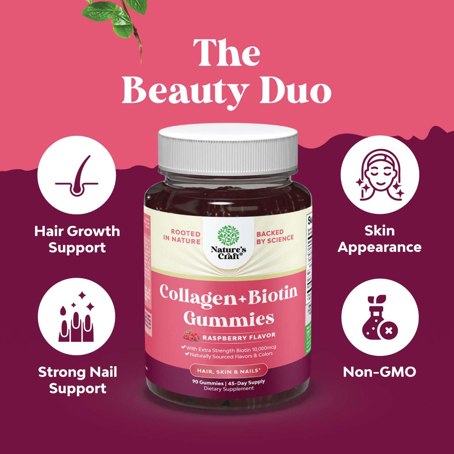 Bundle of Hair Skin and Nails Gummies for Women - Extra Strength Biotin and Collagen Gummies for Women Hair Skin Nails Support and High Absorption Magnesium Complex Supplement for Sleep Stomach Digest 5