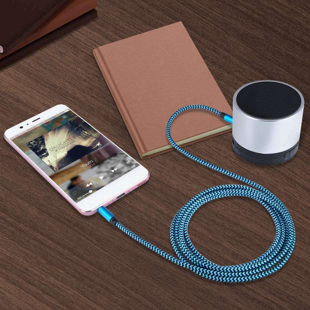 CableLovers Aux Cable, 2 Pack 5ft Auxiliary Cord 3.5MM Audio Cable Nylon Braided Headphone Cable Male to Male Aux Cord for Car/Home Stereos, iPhone, iPad, iPods, Beats, Galaxy, Sony, Echo Dot, Tablet 6