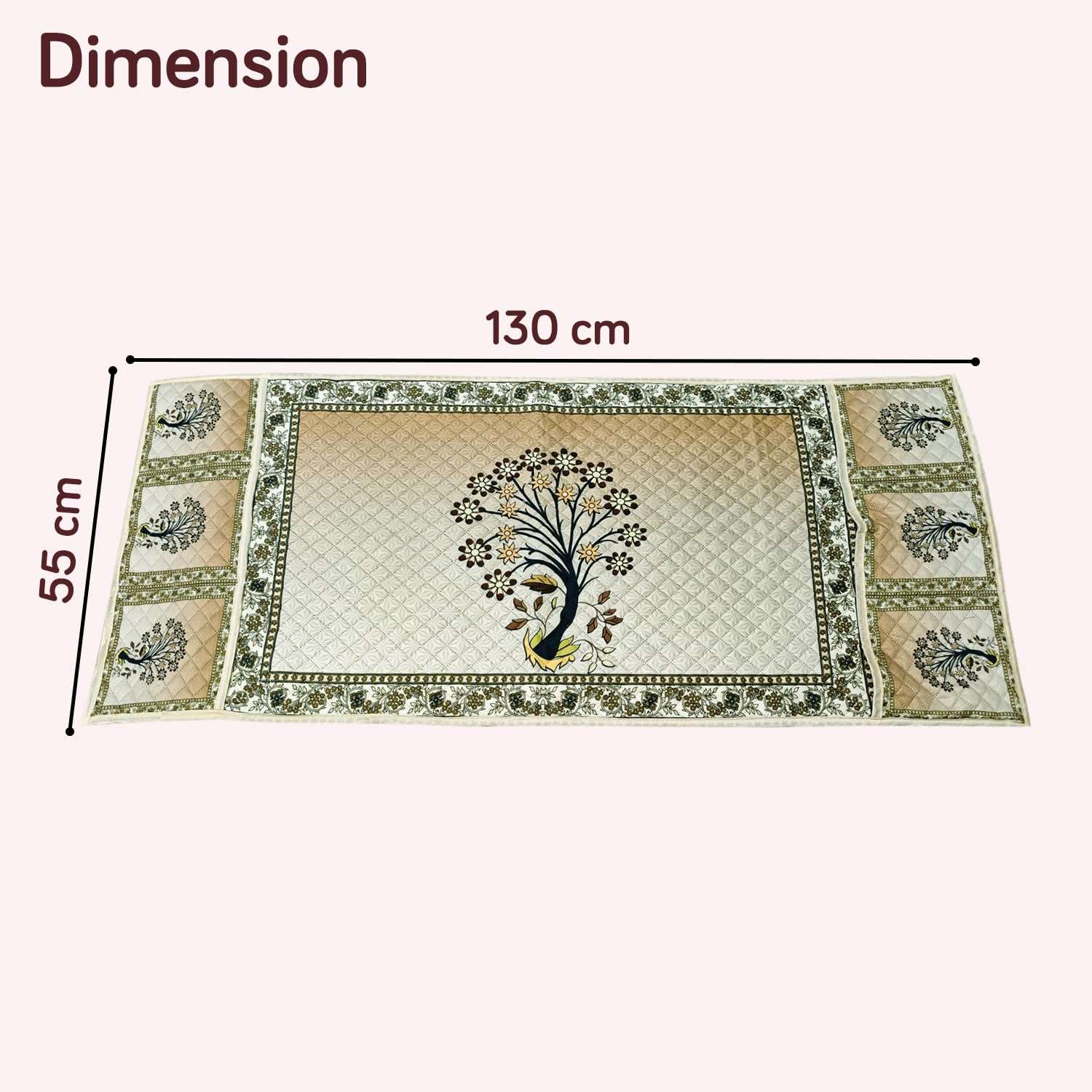 HOKIPO 'Eternal Floral' Printed Quilted Fridge Cover Top with side Pockets, Size 55 x 130 cm, Ornate Tree (IN-841-D5) 6