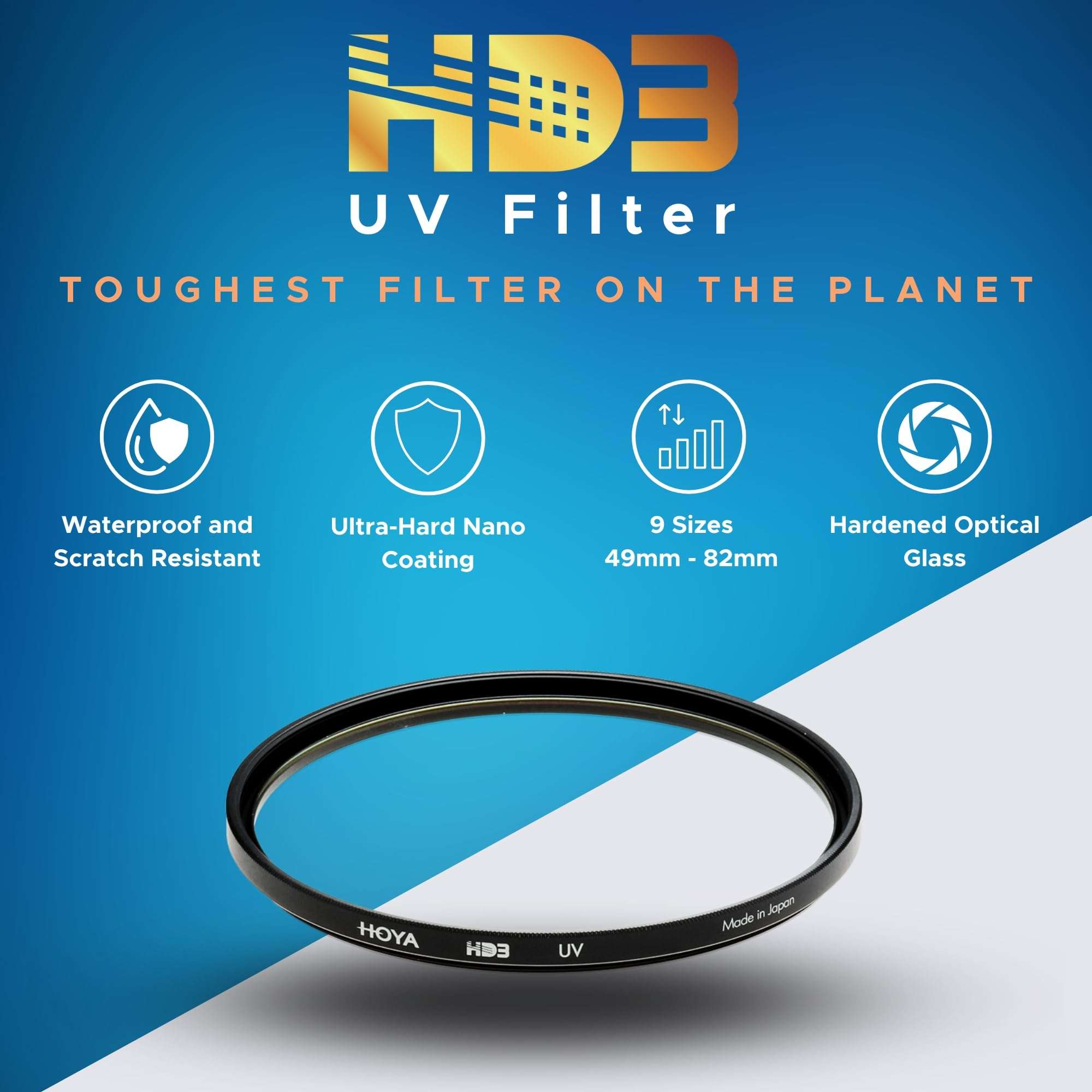 Hoya HD3 55mm UV Protector Filter - Re-Certified for 100MP+ Cameras with Ultra-Hard Nano Coating UV Filter - Stain Resistant, Smudge and Waterproof UV Lens Filter with Aluminum Frame 3