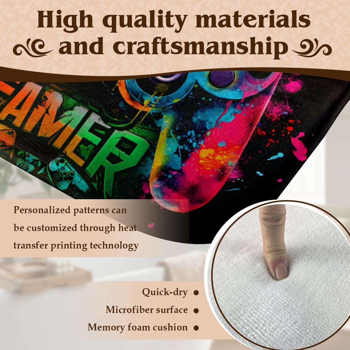 Gaming Rug for Boys Bedroom,Video Game Carpet with Gaming Theme Design,Gamer Rug for Room 3'4" x 5' 5