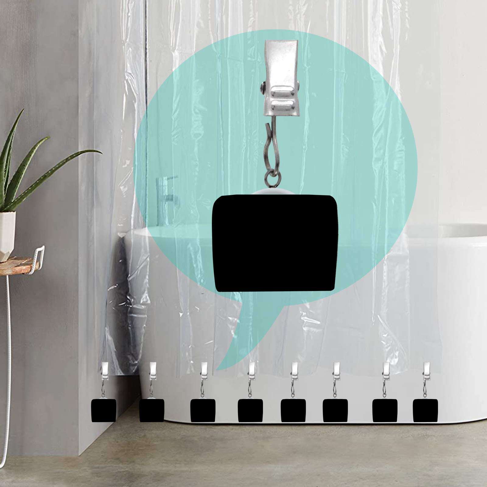 XILAOTOU 8 Pieces of Shower Curtain Weights, with a Total Weight of 0.65 pounds Heavy Premium Shower Curtain Clip Added Weights, with a 0.35 inch Thick Anti-Collision Rubber Sleeve 5