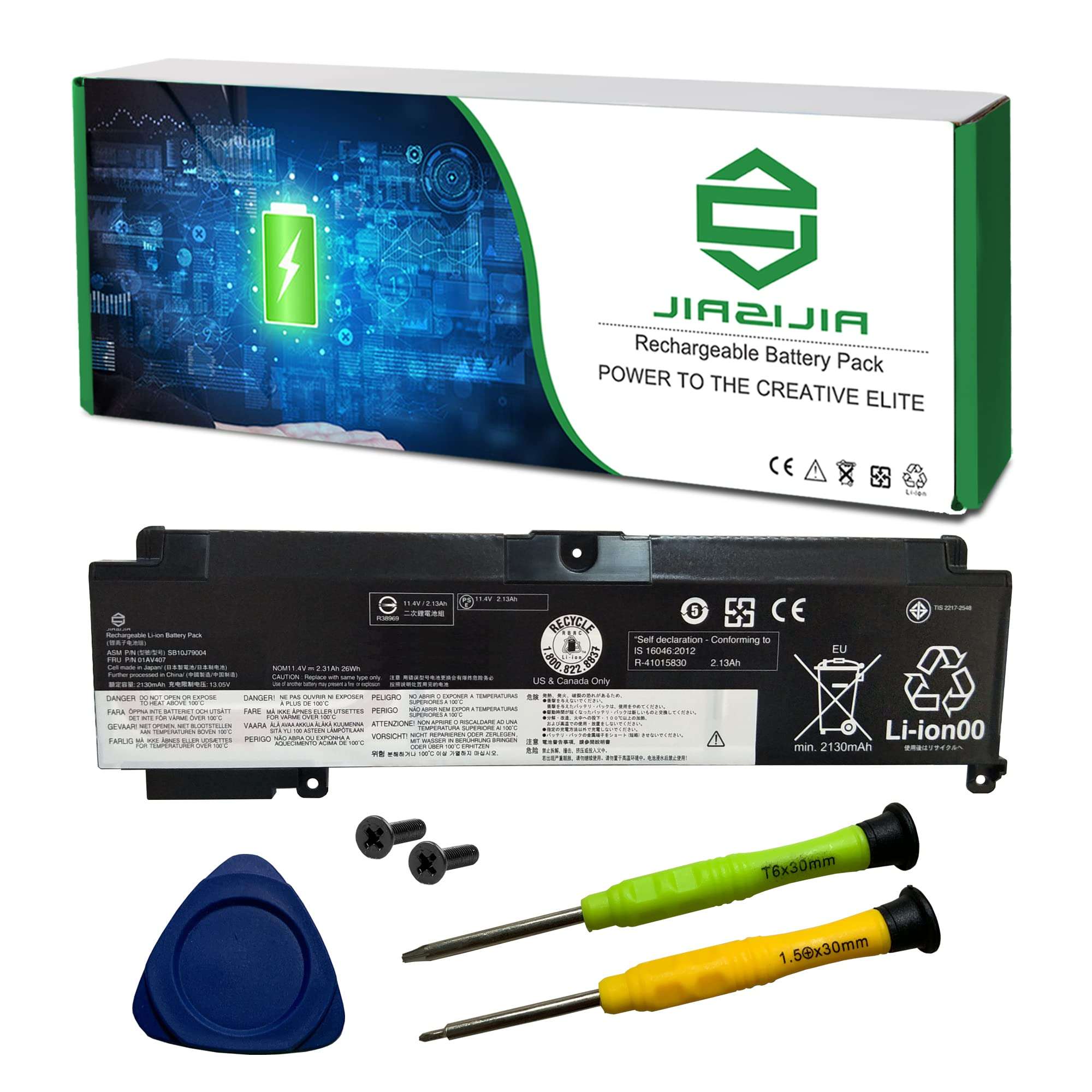 JIAZIJIA 01AV425 SB10K97582 Laptop Battery Replacement for Lenovo ThinkPad T470 T480 P51S T570 T580 A475 A485 Series 61+ 01AV491 SB10K97583 4X50M0881 01AV426 L18M6P71 SB10K97661 02DL023 10.8V 48Wh 1