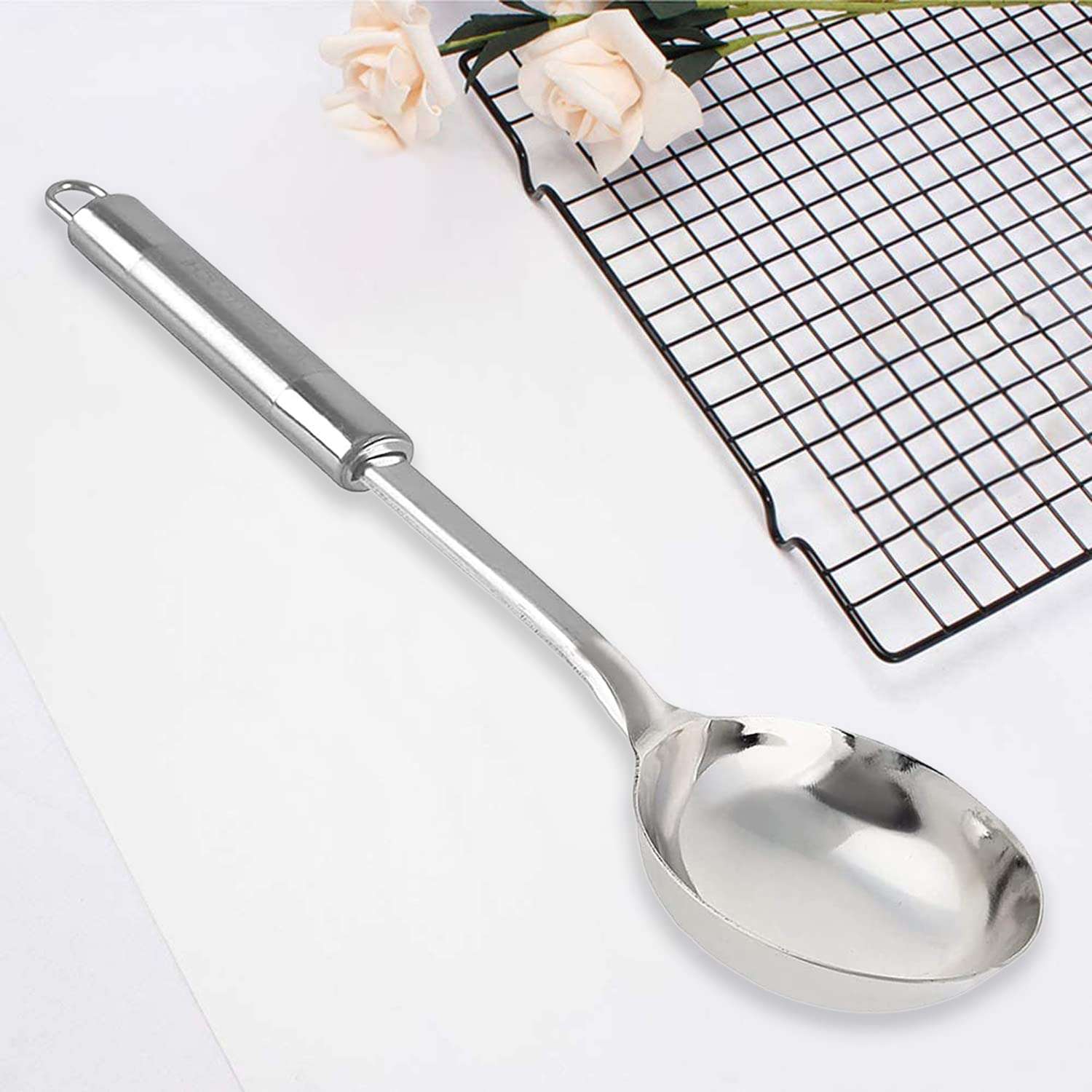 Heart Home Ladle|Stainless Steel Serving Chamcha|Nonstick Cooking Ladle|Utensils Cookware Gadgets for Kitchen|9 cm (Silver) 5