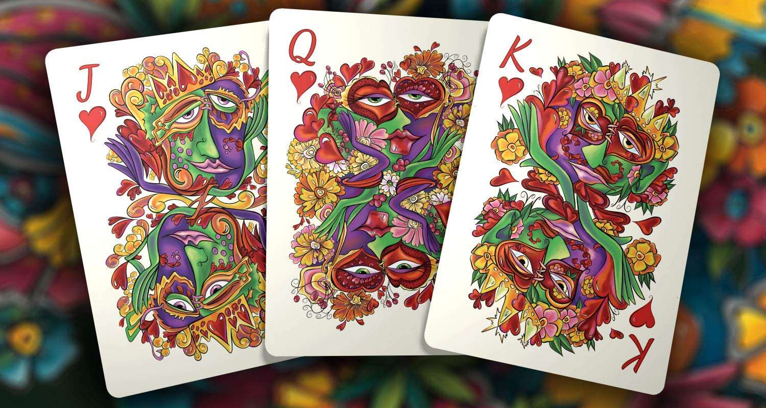 Brain Vessel Cargo Masquerade Deck of Playing Cards with Custom Artwork by Denyse Klette (Mardi Gras Edition) 2