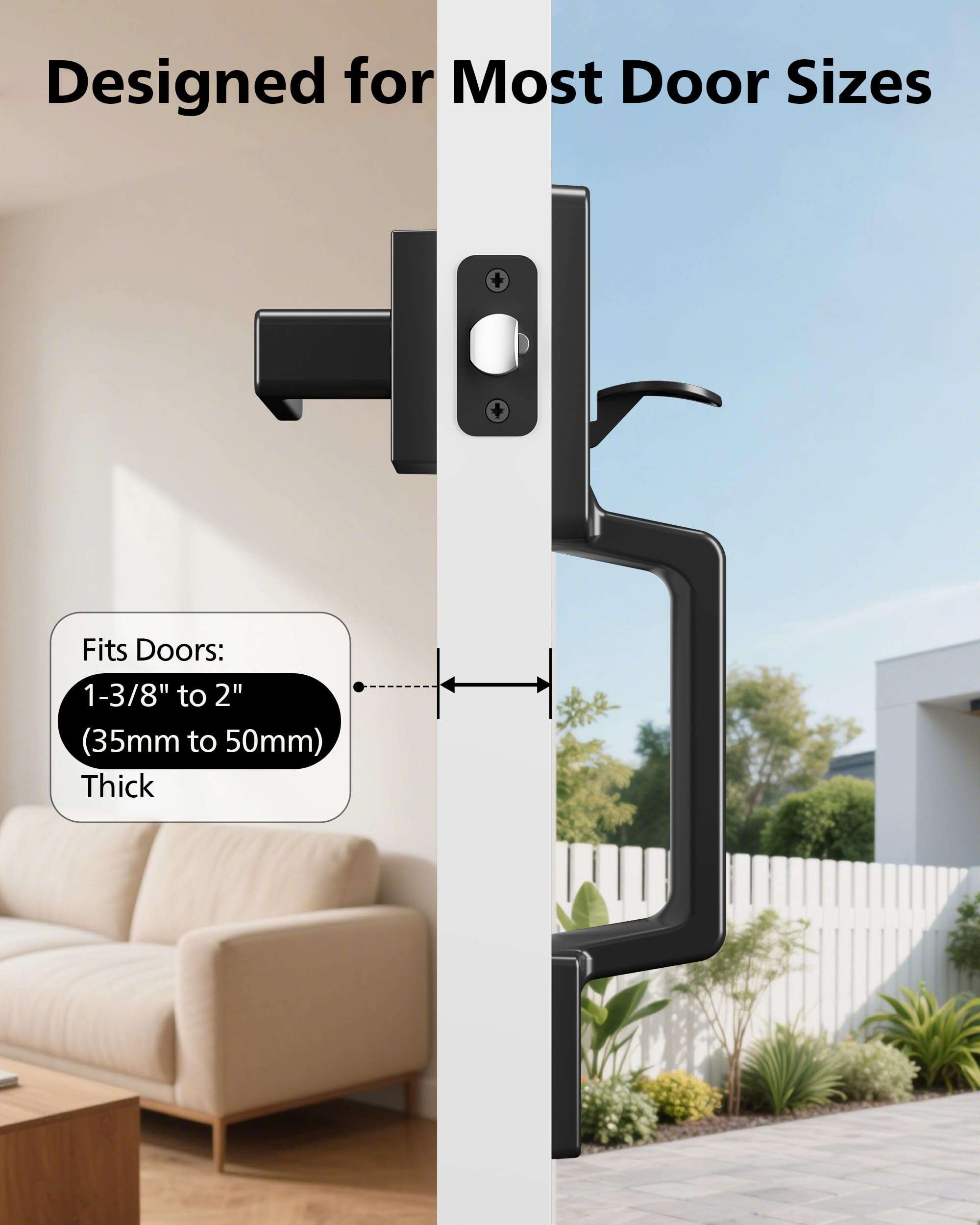 PHILIPS Front Door Handle No Lock, Entry Handleset Exterior with Interior Handed Lever, Modern Front Door Handle,Deadbolt Not Included, Matte Black 3