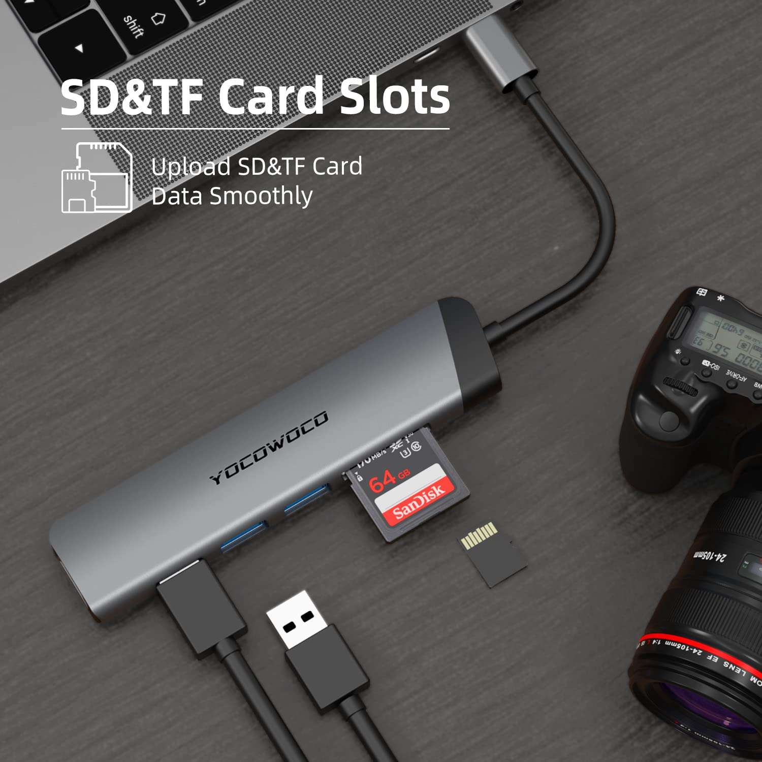 USB C Hub 6-in-1 Multiport Adapter Dongle and Ear Pads Replacement fit Bose QuietComfort QC35/QC35 II 5