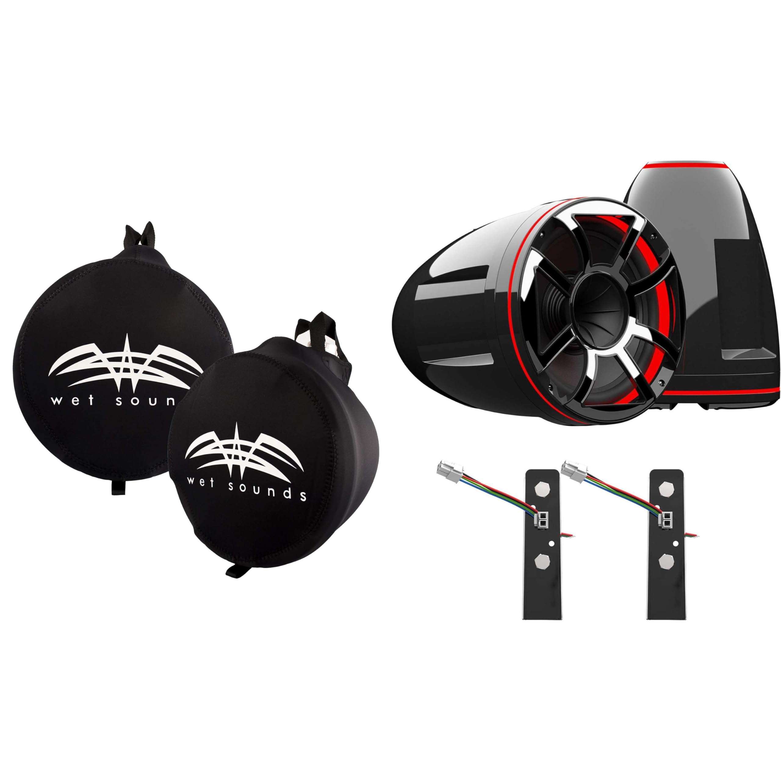 Wet Sounds REV-12-HD-XS-B-X REV 12" Black HD Tower Speakers with XS Grille and Black X-Mount Kit (NO Clamps) with SUITZ-REV-12-HD Neoprene Protective Covers 1