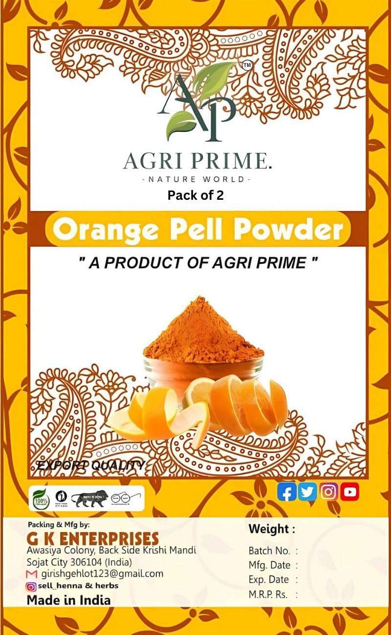 Orange Peel Powder - A Premium Product by Agri Prime 50 Gram Pack Of 2 1