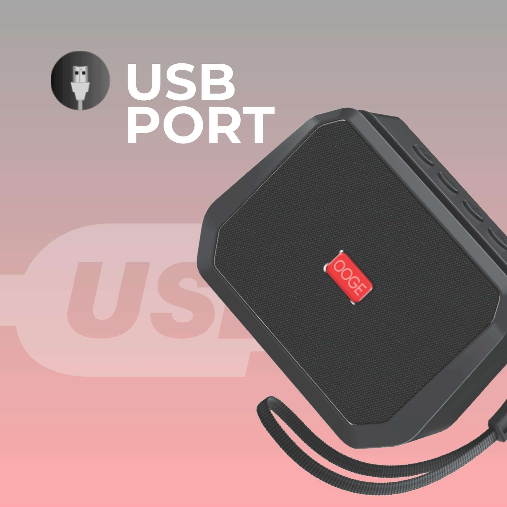 OOGE Vibebox 2000 Bluetooth Speaker | 5W Wireless Speaker with HiFi Sound | Heavy Bass | USB & Type-C Charging | Micro SD Card Slot | Bluetooth 5.3 | 10M Range | 800mAh Battery | Black 6