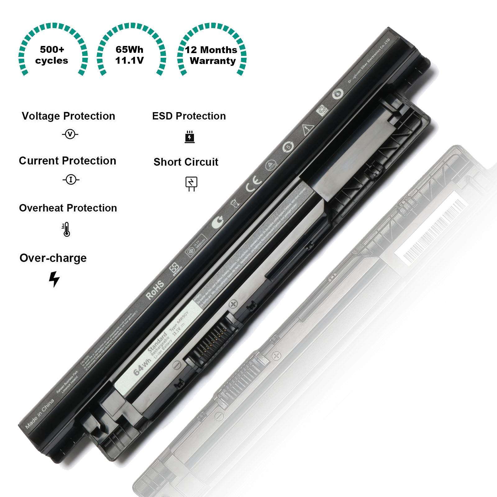 Yenyoh New MR90Y XCMRD 11.1V 65WH Laptop Battery Replacement for Dell Inspiron 17R 5737 5721 17 5748 3721 15R 5537 5521 14R 5437 14 7447 3421 Dell Latitude 3540 3440 Spare P/N 0MF69 6HY59 XRDW2 3