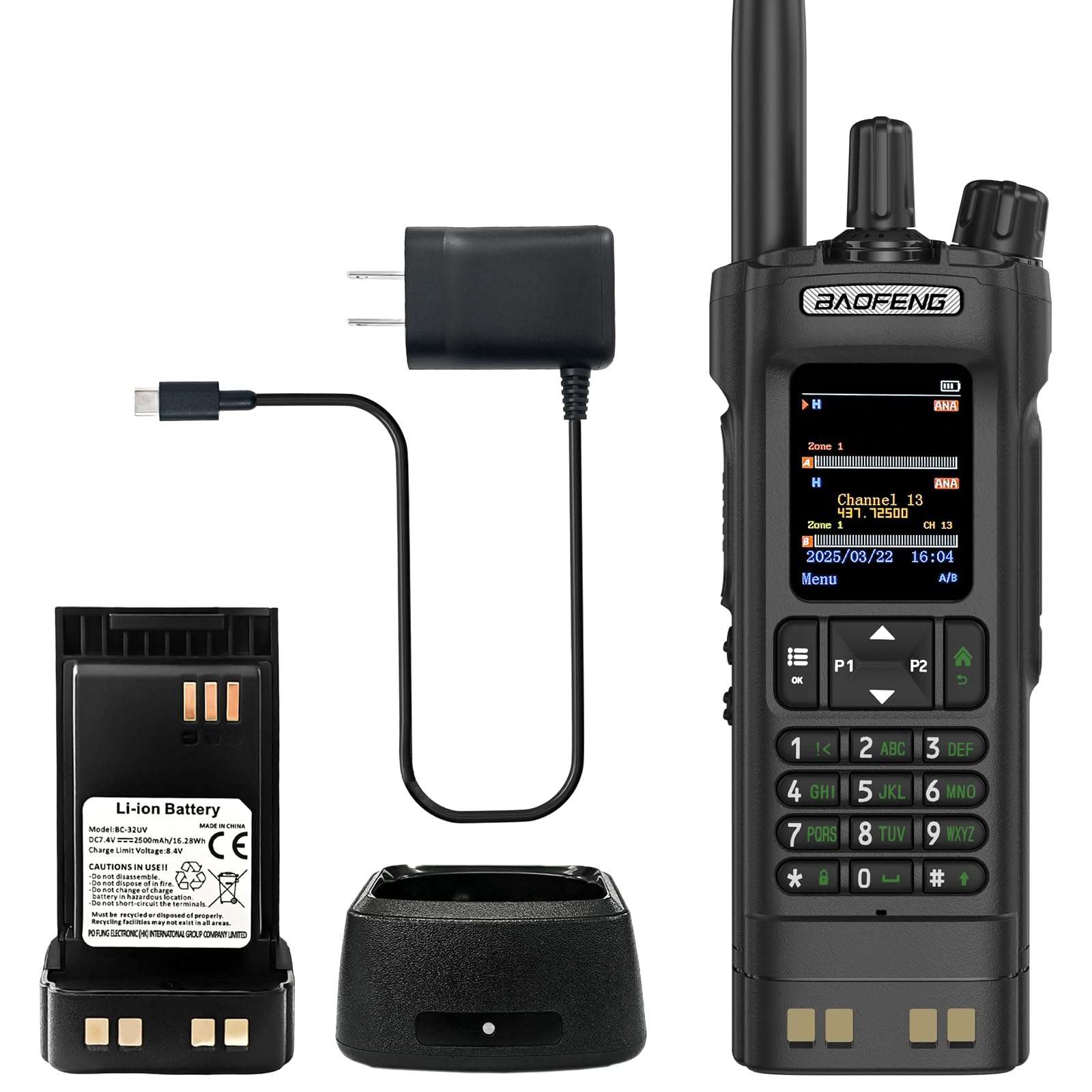 BAOFENG DM32 DMR Radio 10W High Power Radio GPS/APRS Two Way Raido USB-C Charging Multi-Band FM/AM Wakkie Talkie DM-32 1