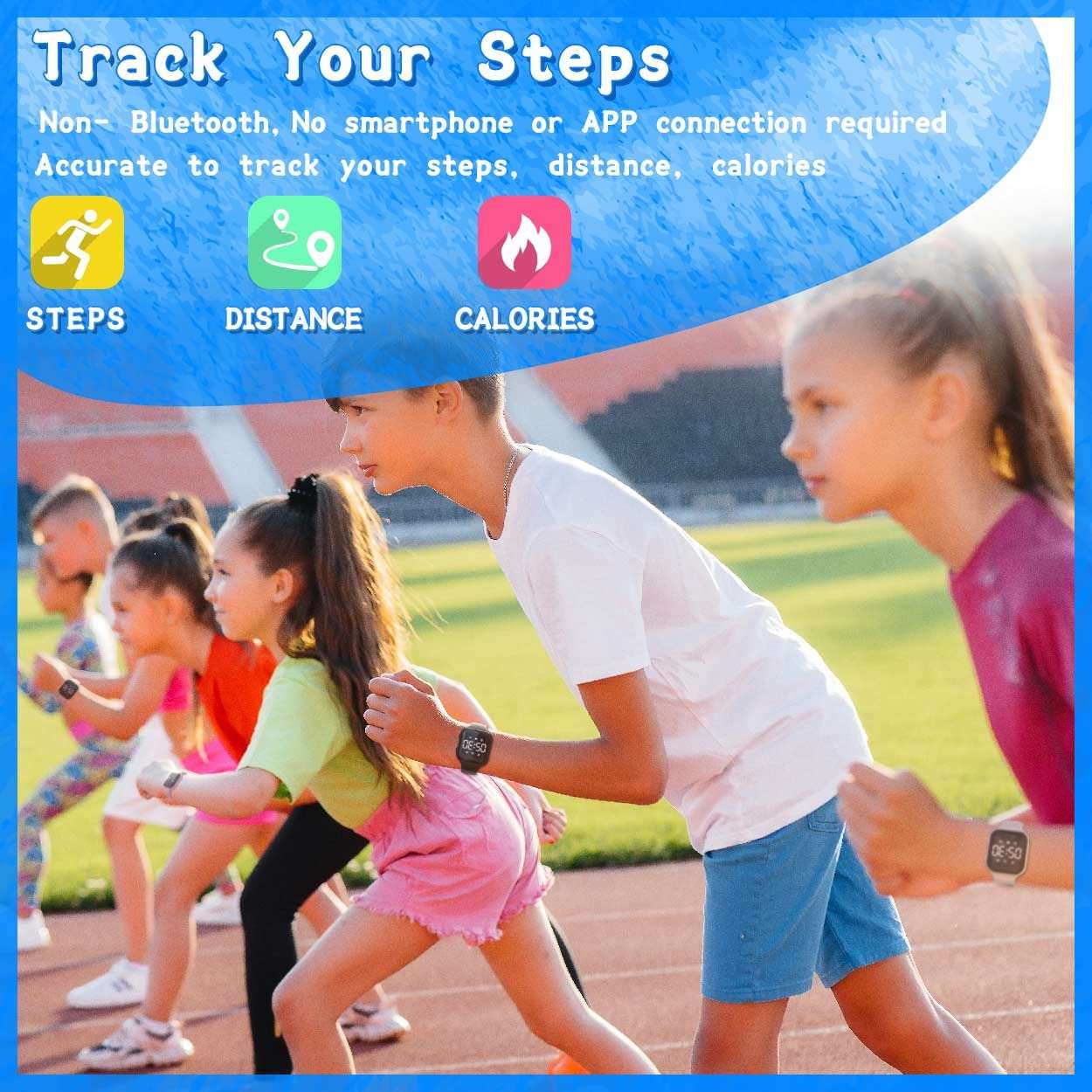 Konewos Kids Led Fitness Tracker Watch, Non-Bluetooth Digital Pedometer Wristwatch, Waterproof, 12/24 H, Stopwatch, Calendar, for Children Girls Boys Teens (White) 3