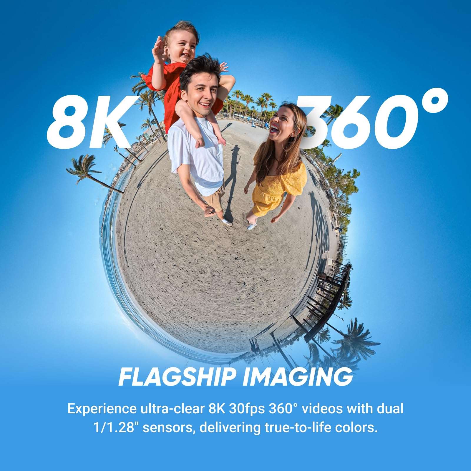 Insta360 X5 - Waterproof 8K 360° Action Camera, Leading Low Light, Invisible Selfie Stick Effect, Rugged and Replaceable Lens, 3-Hour Battery, Built-in Wind Guard, Stabilization, Triple AI Chip Design 3