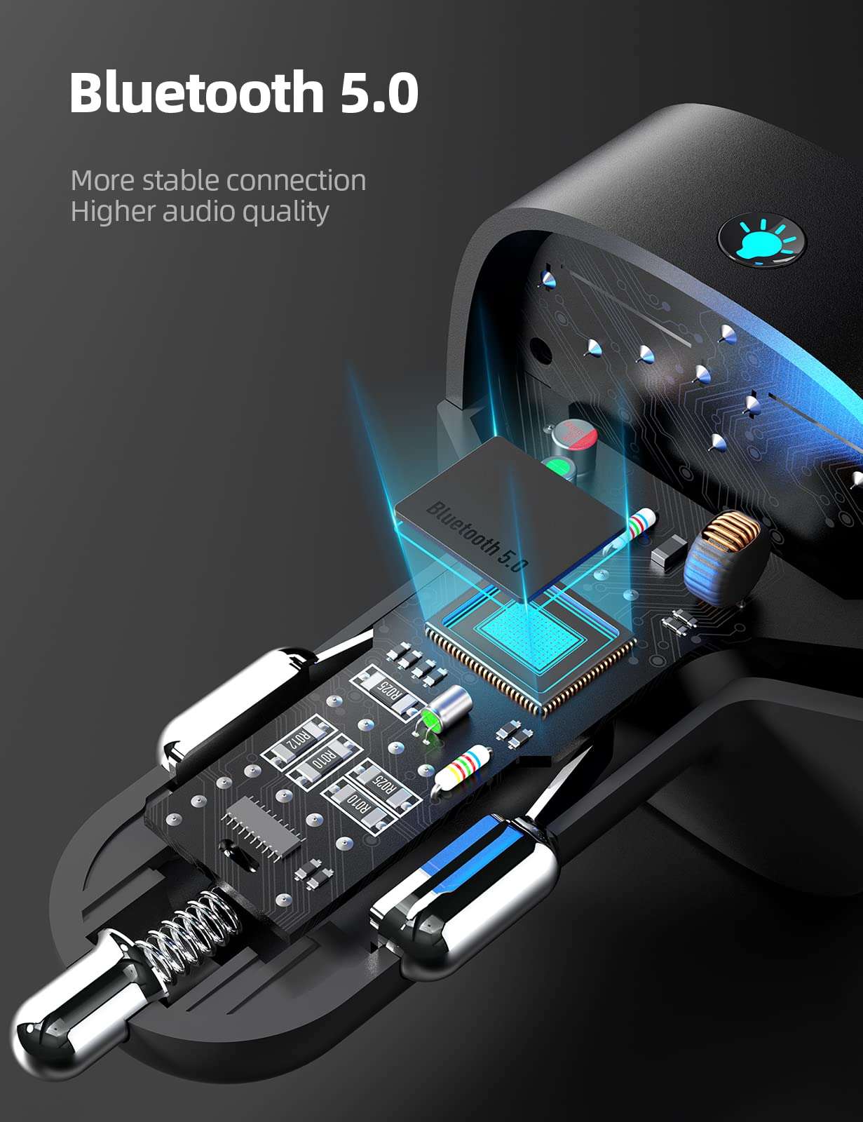 Nulaxy Bluetooth FM Transmitter, Bluetooth Car Adapter with Dual USB Charger Wireless Radio Car Kit MP3 Player Support TF Card & USB Disk, Hands-Free Calling, 7 Colors Led Backlit Light, Black 6