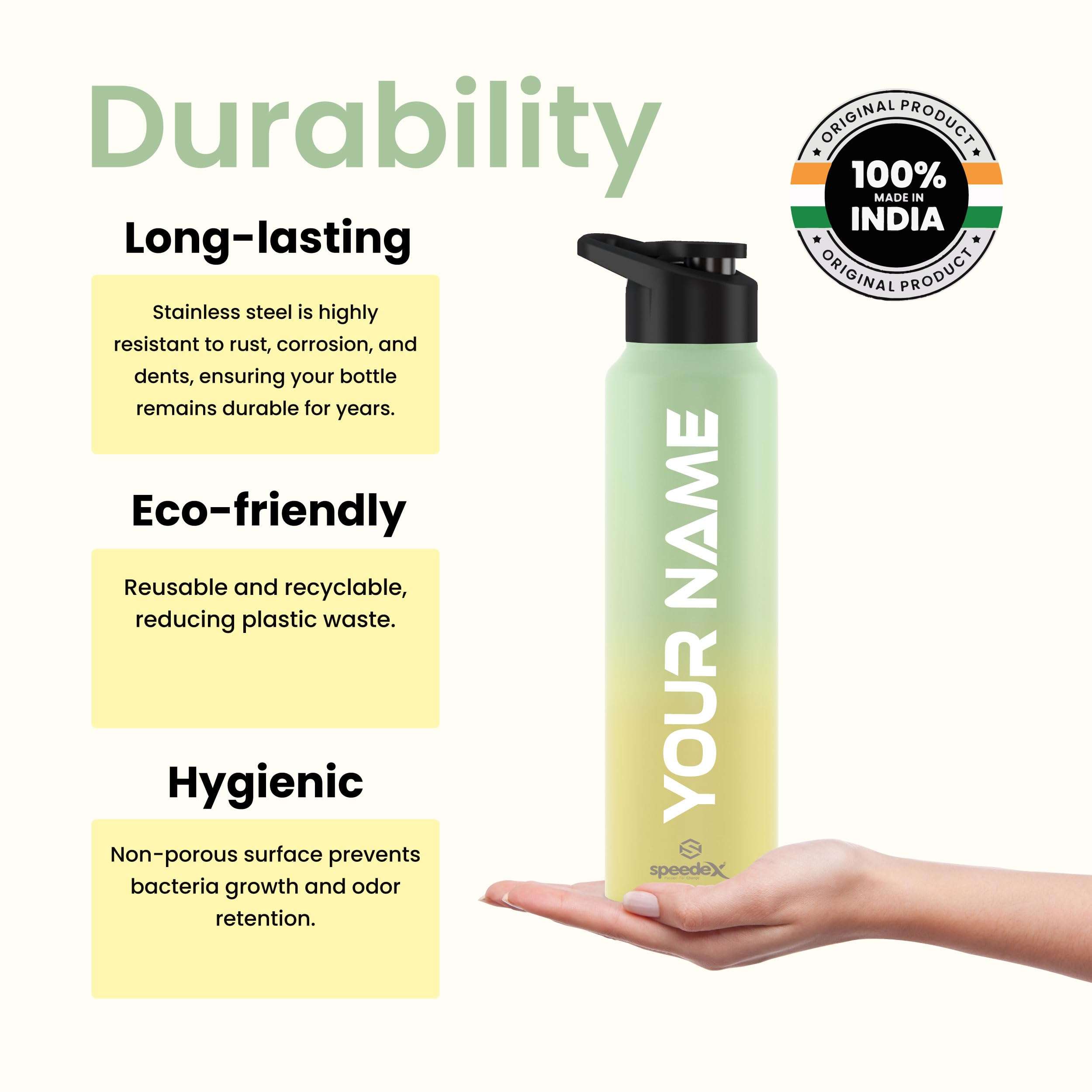 Speedex 1 Litre Customized Water Bottles with Name, Personalized Gifts for Men, Women, Boys, Girls & Kids, Customised Stainless Steel 1 Ltr Bottle for Birthdays, Anniversaries Etc, Grey 5