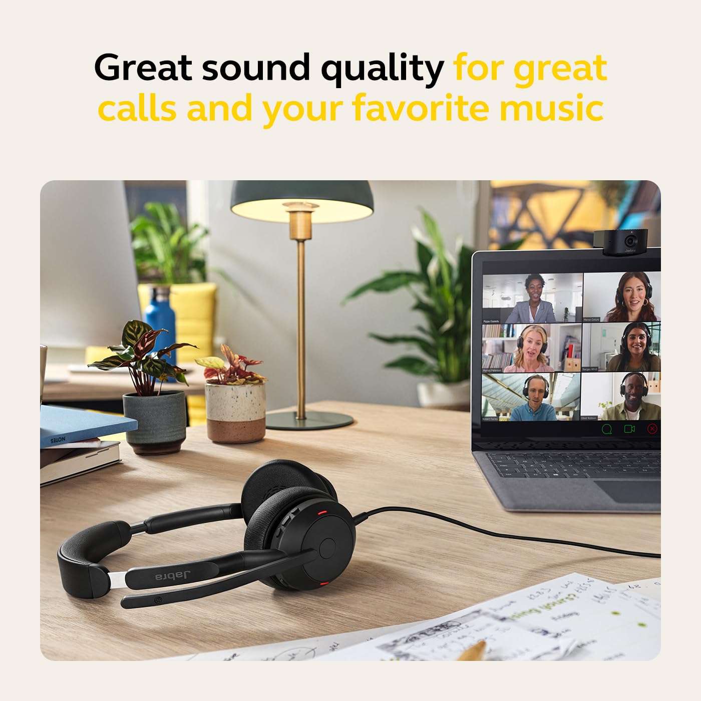 Jabra Evolve2 50 Wired Stereo Headset AirComfort Technology, Noise-Cancelling Mics & Active Noise Cancellation - Works with All Leading UC Platforms Such as Zoom & Google Meet - Black 5