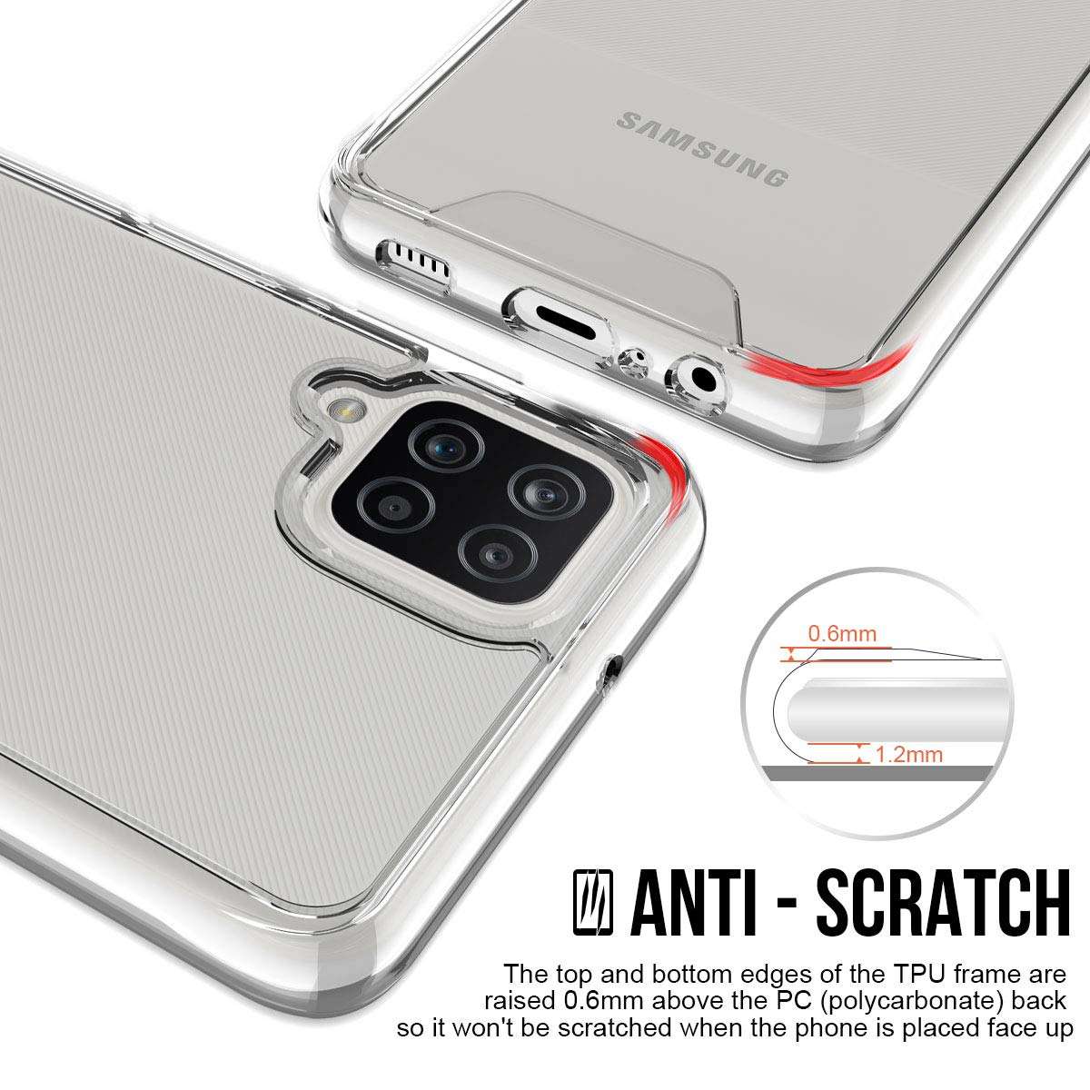 Customized Case for Samsung Galaxy A12 Soft TPU Rubber &PC Anti Yellowing, Anti Scratch Lithe Shockproof Rubber Bumper Case 6.5'' Released 2020 with Screen Protector(Crystal) 5