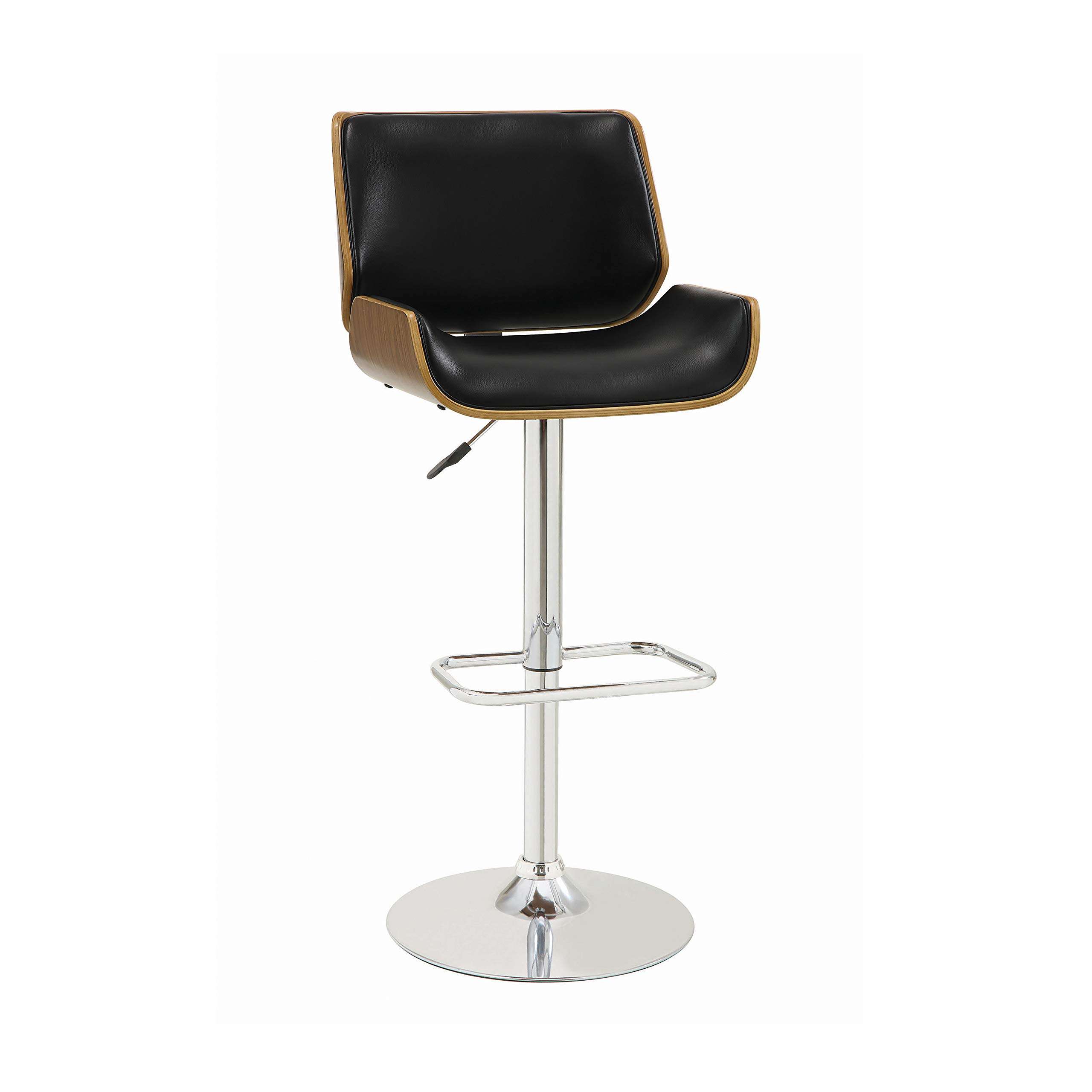 Coaster CO- Adjustable Bar Stool, Black, Walnut, Chrome 2