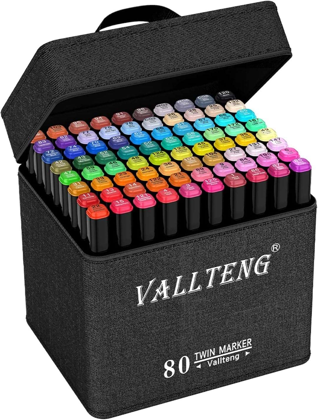 80 Colors Permanent Highlighter Marker Twin Pen Wide Fine Point Black Animation Design for Drawing Paint with Black Bag (80 Colors) 1