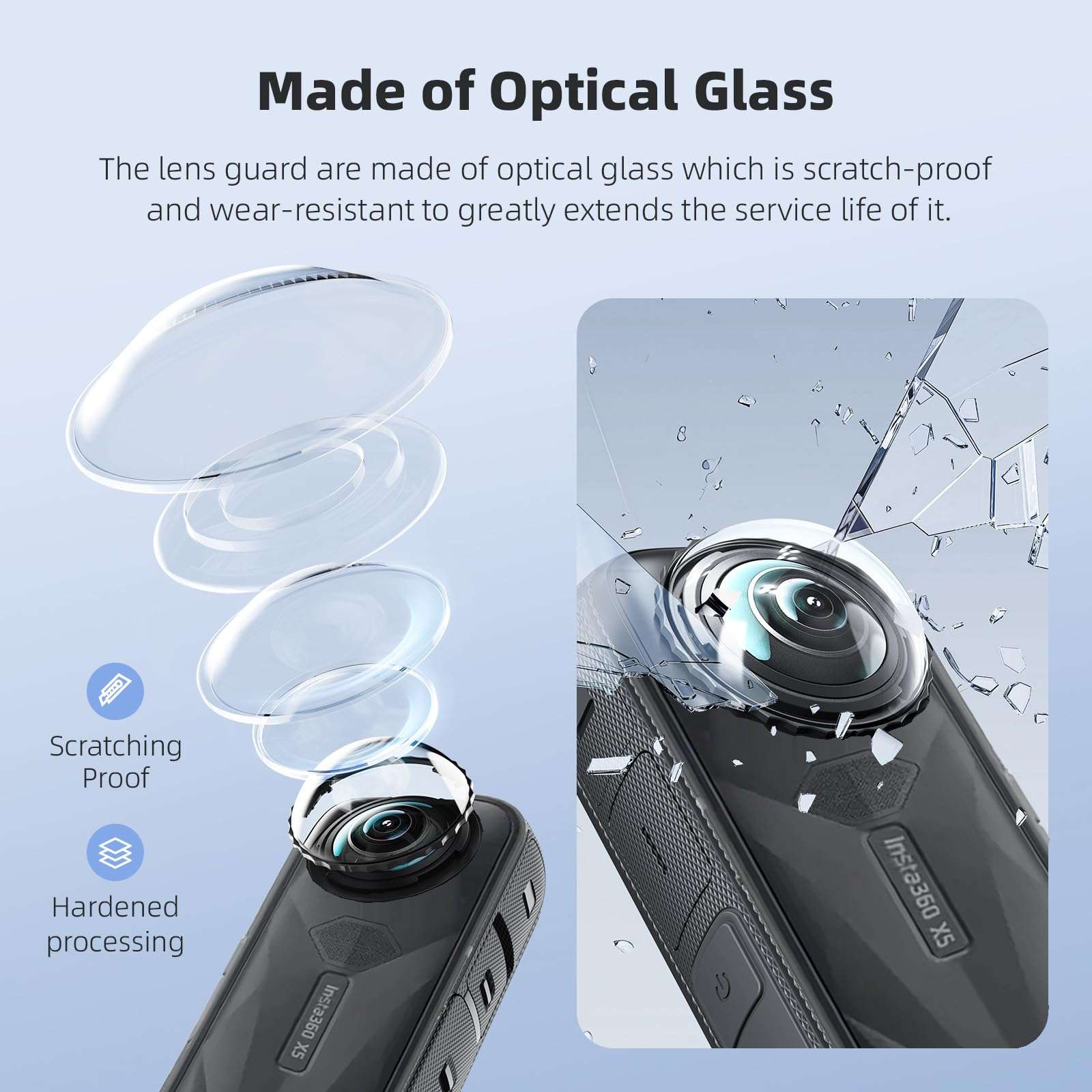 debous Insta 360 X5 Premium Glass Lens Guard Set Screen Protector for Insta360 X5 X 5 9H Hard Tempered Glass Film Anti-Scratch [Bubble Free] 5