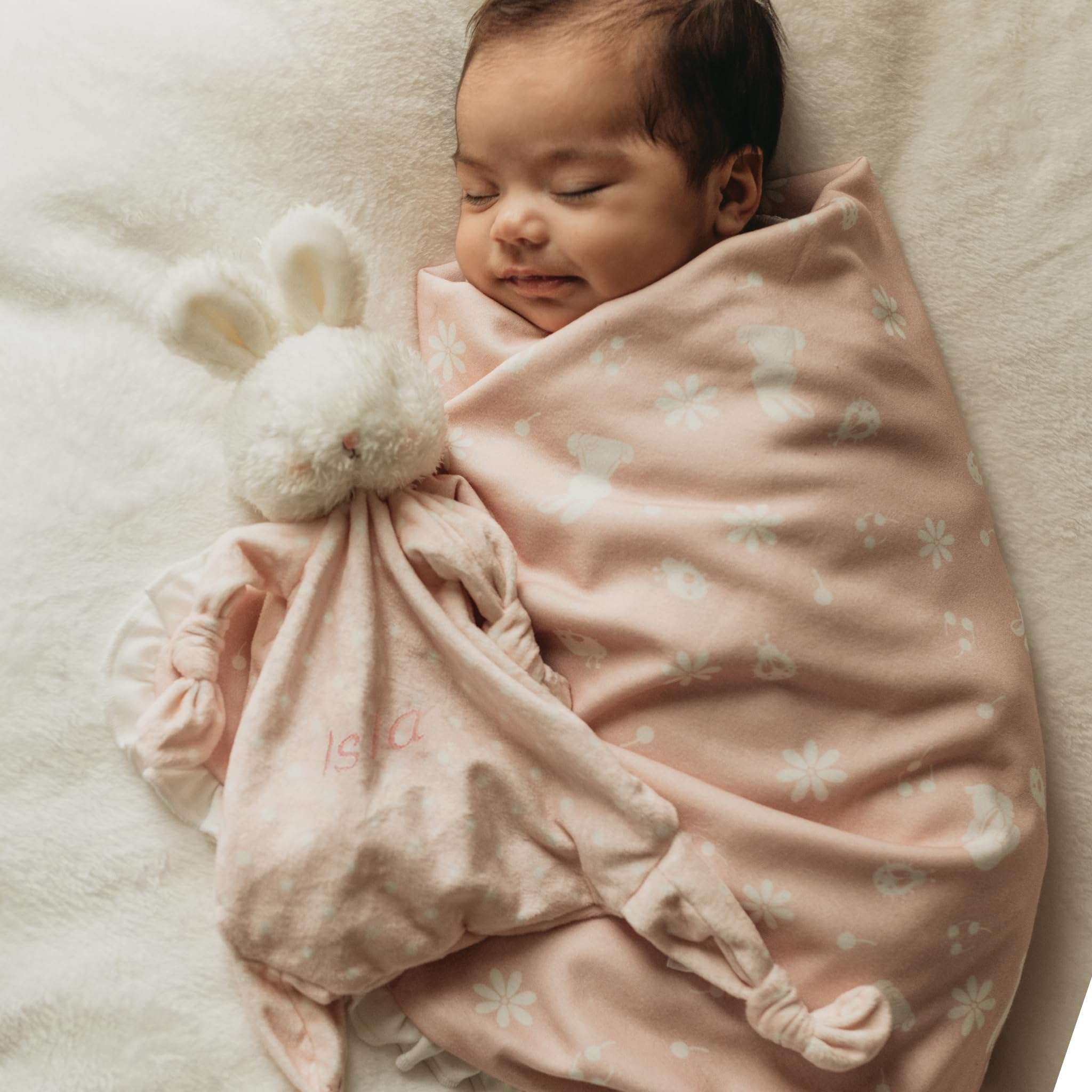 Bunnies By The Bay "Blossom" Knotty Friend Baby Stuffed Animal Blanket - Plush Baby Lovey - Best Friend Blanket - 10” Multicolour 3