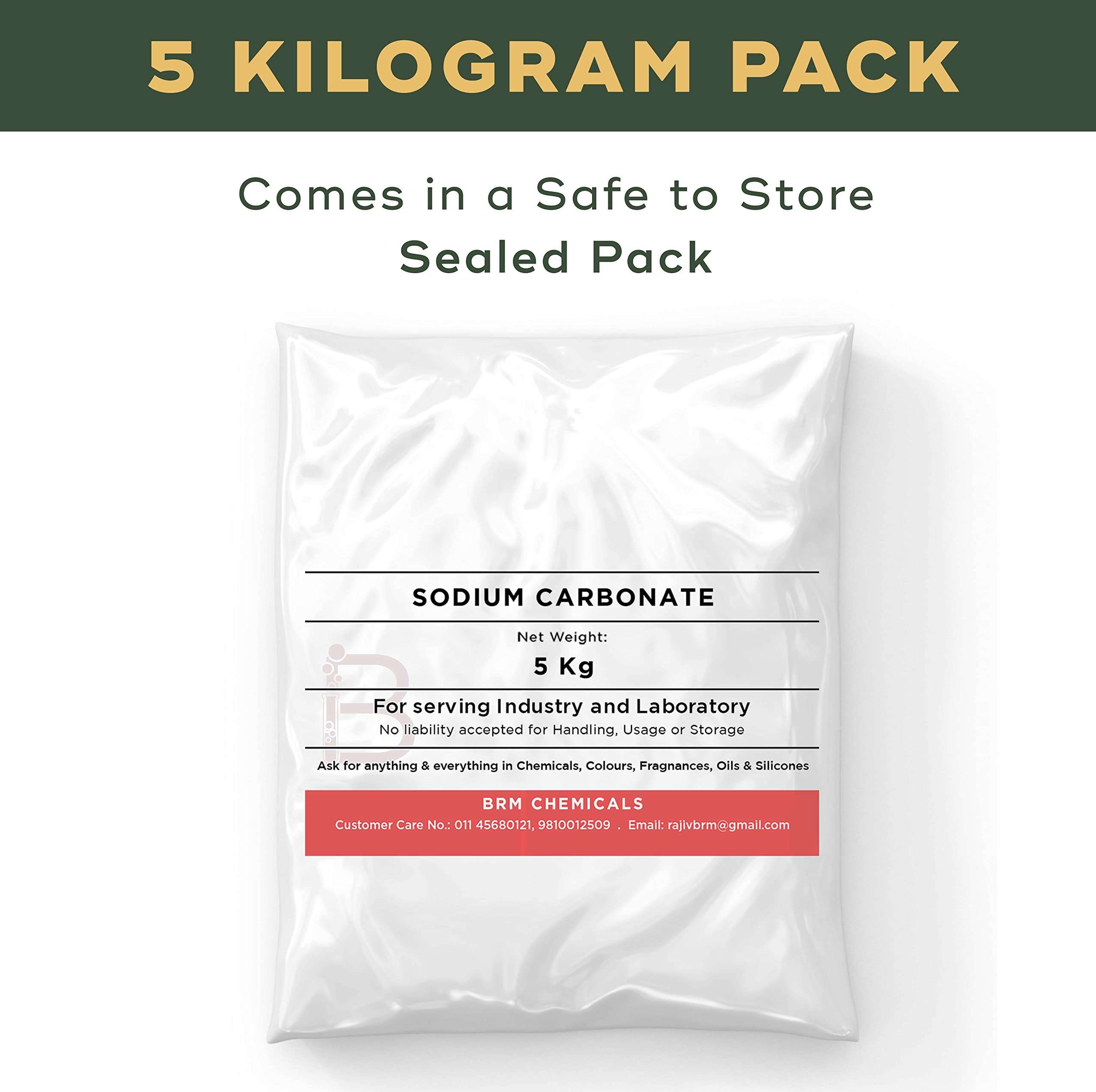 BRM Chemicals Sodium Carbonate - 5 KG For Soap Making, Shampoo, Cosmetics, Serum Making, Beauty Formulations, Moisturizer, Lotion Making, Domestic Use & DIY Personal Care For Face, Hair, Skin & Body 3
