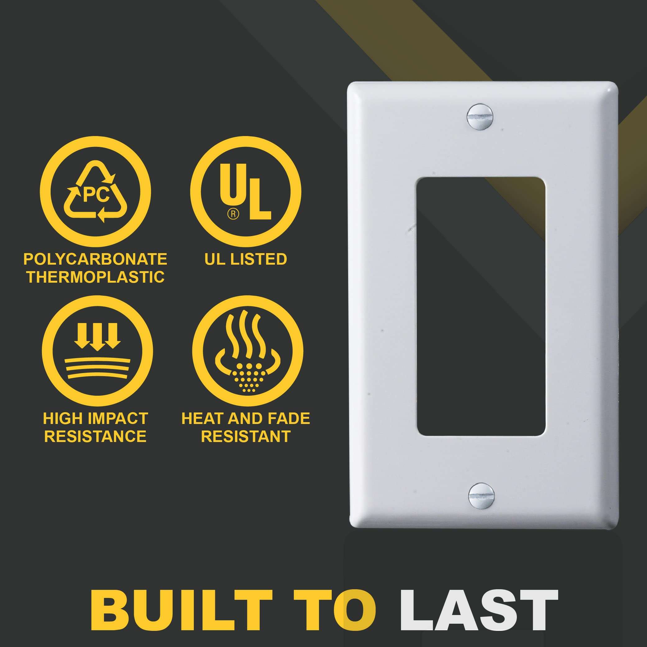 Faith White 1-Gang Decorator Wall Plate (10-pack) | Light Switch Cover Plate or Outlet Cover Wall Plate | 1-Gang Wall Plate for Decora Duplex, Rocker Switch or GFCI Outlet | Unbreakable Thermoplastic 4