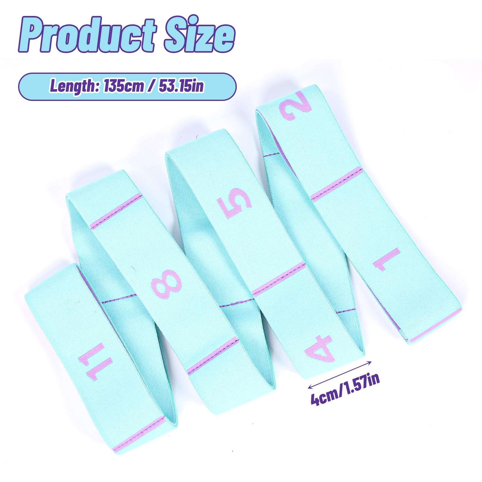 ElevateTech Yoga Straps for Stretching, 11 Loops Stretch Band for Yoga, Pilates, Ballet, Fitness and Physical Therapy Elastic Stretching Strap Trainer Resistance Stretch Assist Belt for Flexibility 3