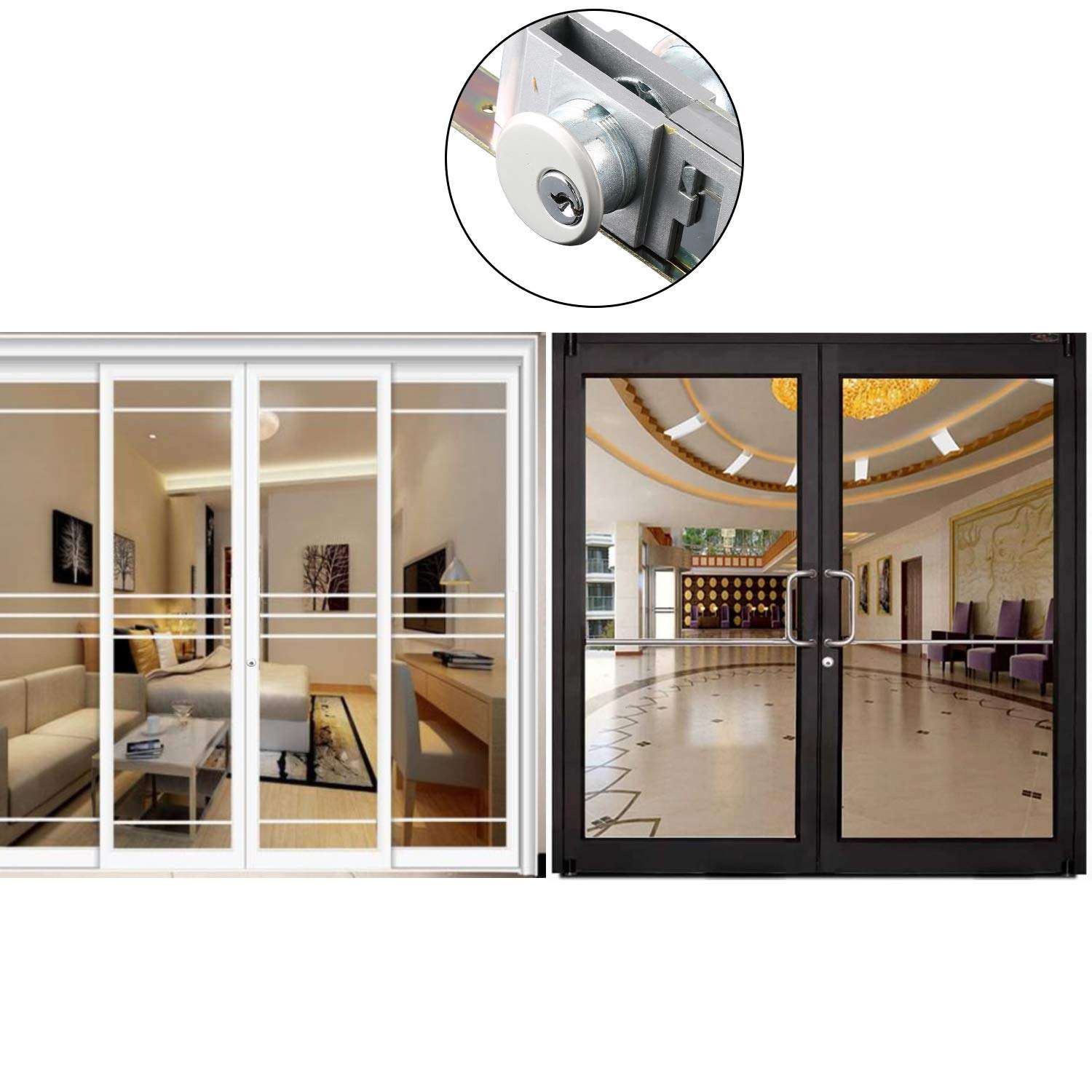 NNAA Swing Door Lock Casement Type A Key Special Aluminum Alloy Ground Lock Glass Framed Door Lock 4
