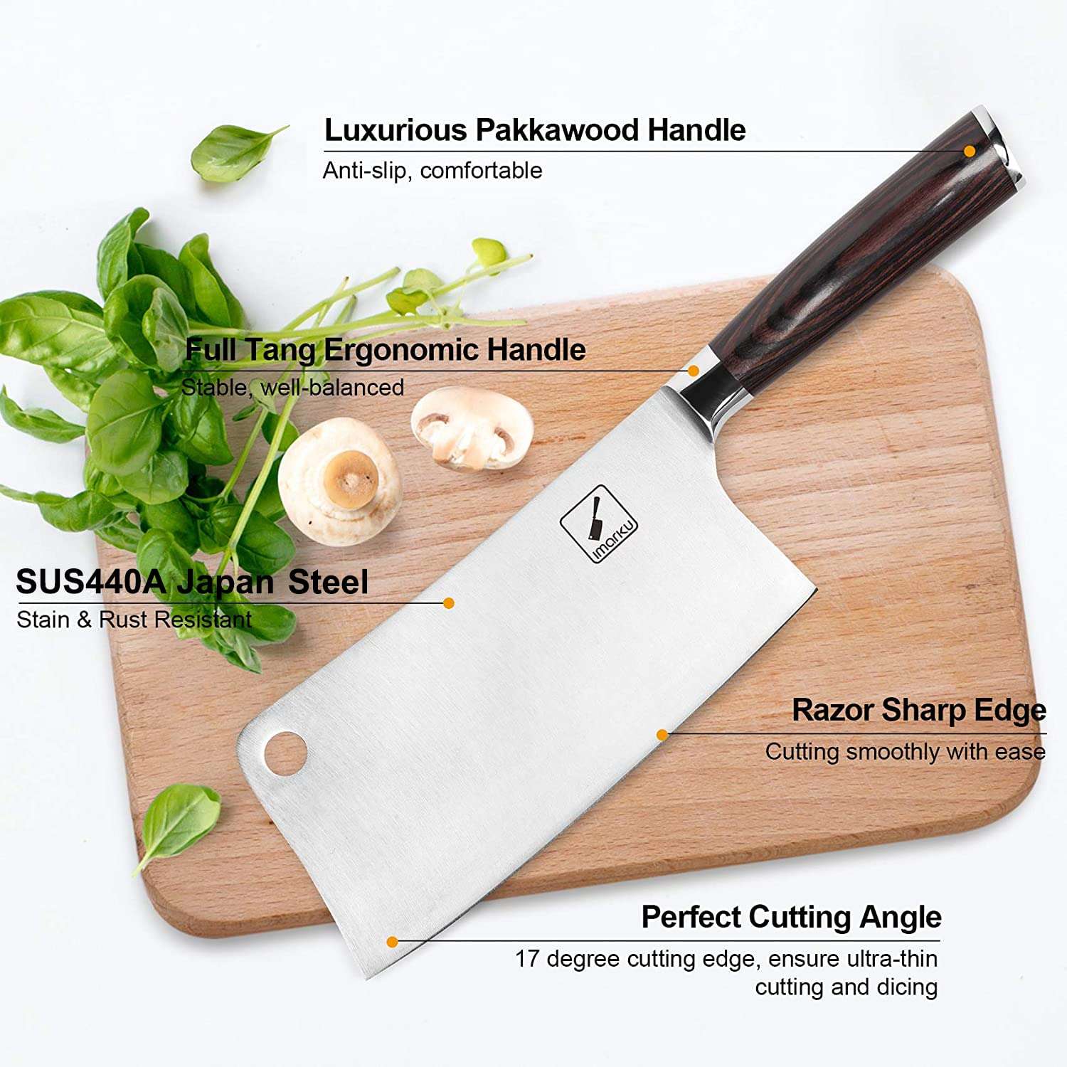 imarku Cleaver Knife and Chef Knife, SUS440A Japan High Carbon Stainless Steel Kitchen Knife with Ergonomic Handle, Ultra Sharp, Useful Kitchen Gadgets for Home and Restaurant 6