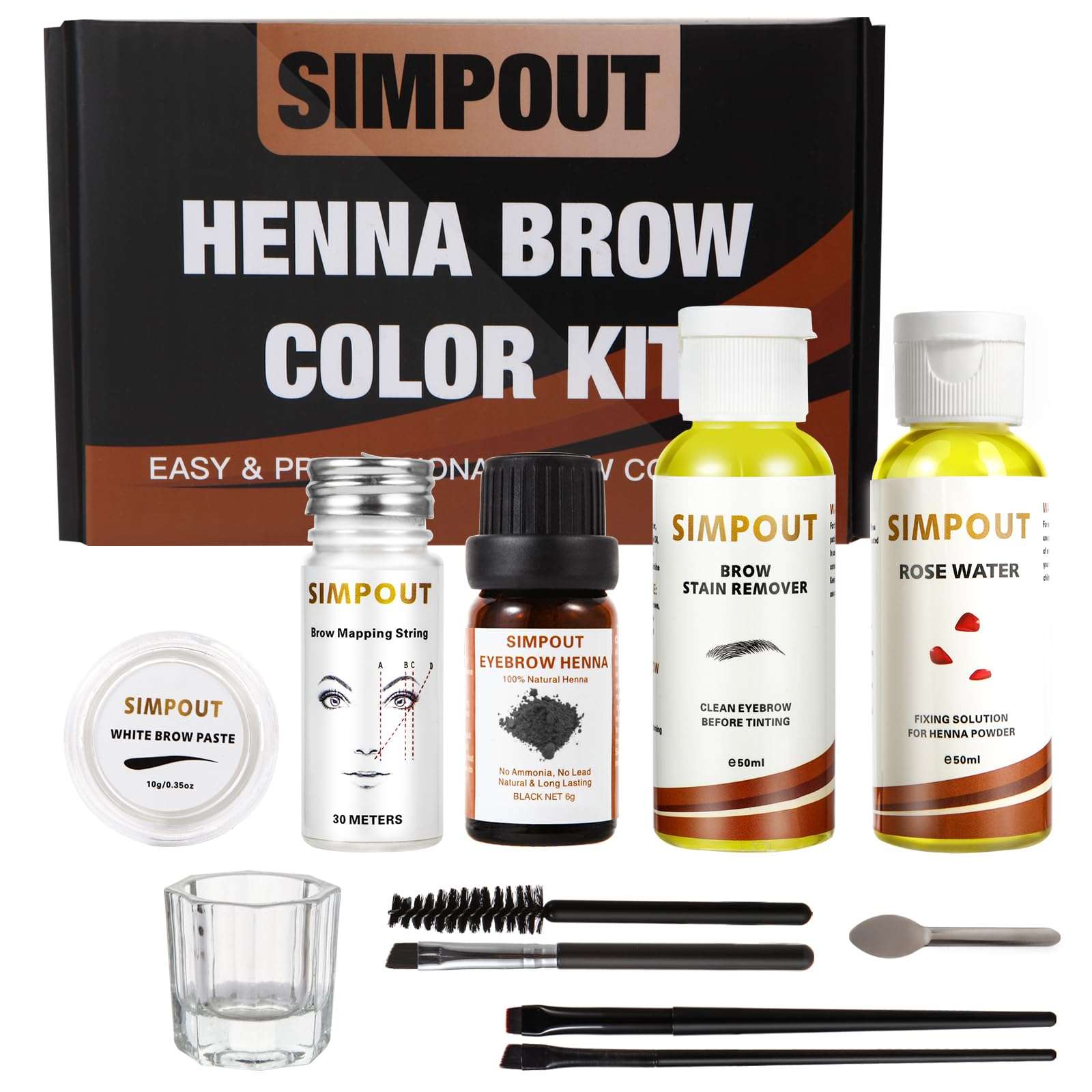 Simpout Henna Hair Kit - Professional Hair Spot Color Kit - Covers Grays and Roots -Natural Powder Kit at Home & Salon, Easy to Use(Black) 1