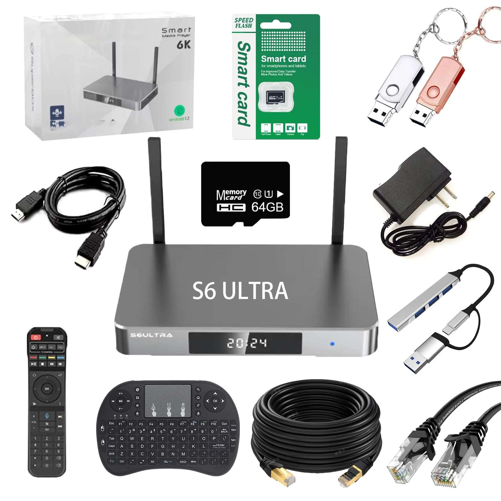 S6 Ultra 2025 S6 Max Elite Fully Loaded S6 Pro with USB and Full Keyboard Voice Remote Control HDMI Cable Power Supply Manual Instruction(4+128) 1