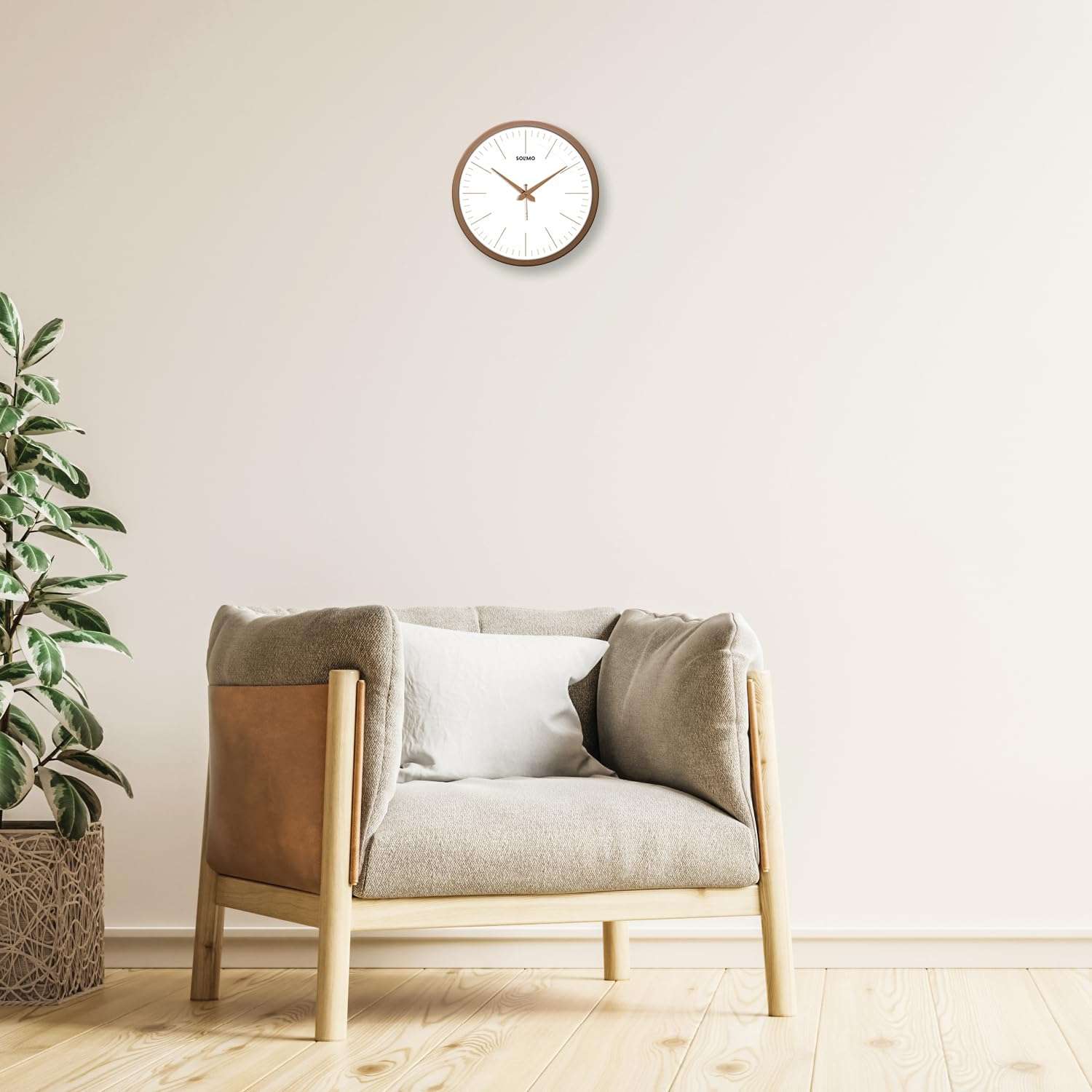 Amazon Brand - Solimo Elegant Metallic Analog Wall Clock, Silent Sweep, Slim Line Time Indicator (12 Inches, Copper Frame) 3