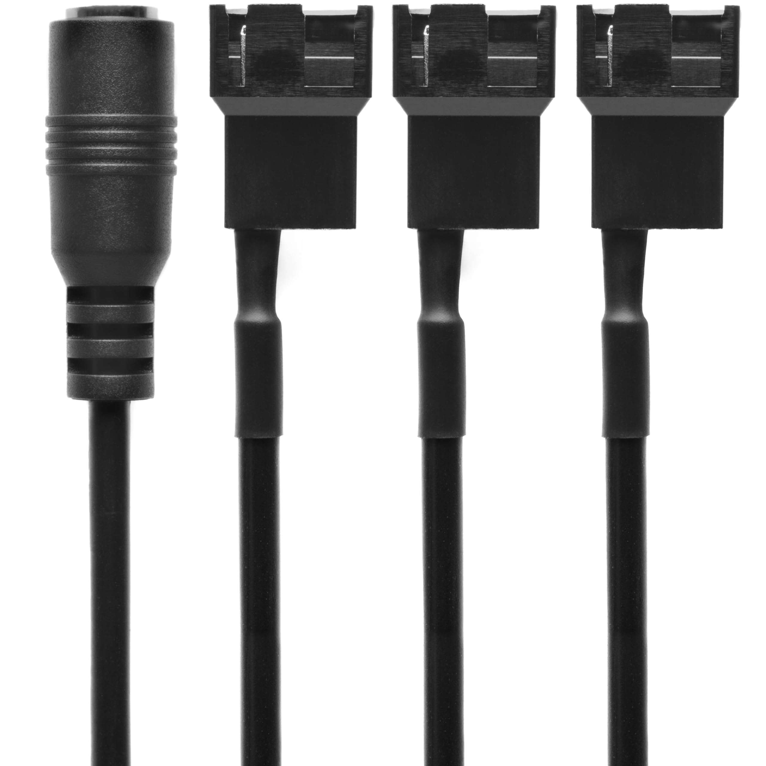 CRJ DC Plug to Dual PC Fan Power Adapter Cable - 12-inch (30cm) - Power Two 3-Pin & 4-Pin Computer Cooling Fans with a DC Power Supply 1