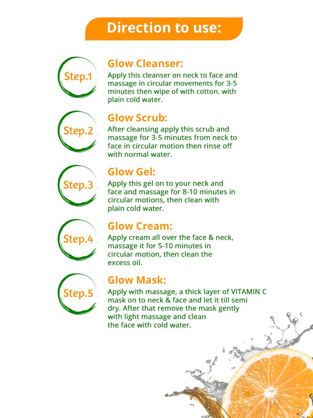 Gemblue Biocare Facial Kit for Glowing Skin Luminous and Radiant Complexion Includes Face Cleanser Scrub Gel Cream Moisture Mask Suitable for All Skin Types 400gm (Vitamin C Facial Kit) 6