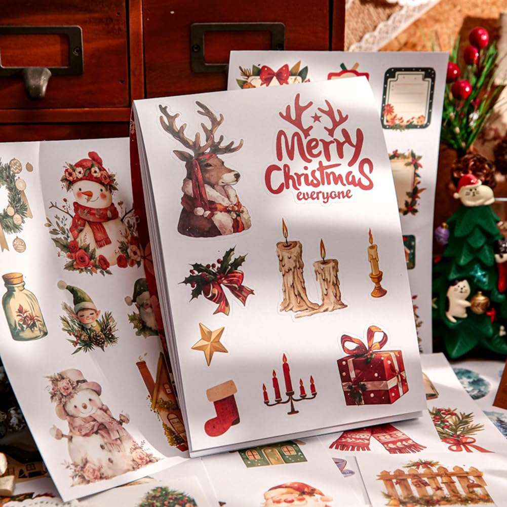 Lora Rossie Pre-Cut Vintage Aesthetic Journaling Stickers, Dual Material, Women People Scrapbook Stickers for Junk Journals, Scrapbooking (Christmas) 4